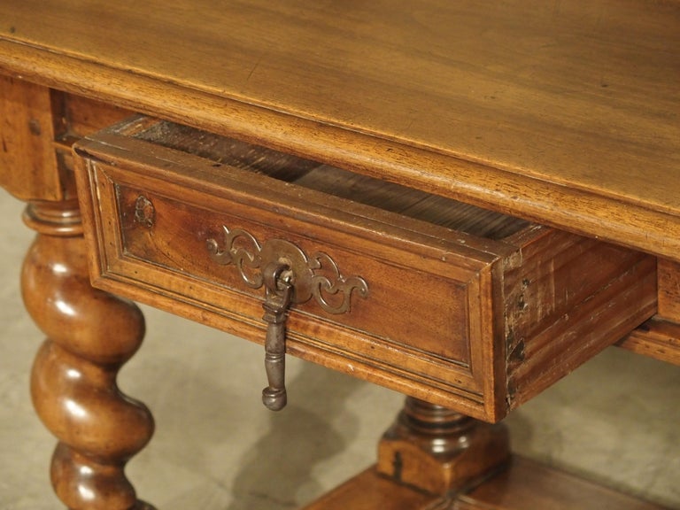 19th Century French Walnut Writing Table in the Louis XIII Style For Sale 2