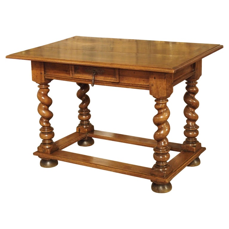 19th Century French Walnut Writing Table in the Louis XIII Style For Sale