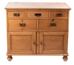 19th Century French Wash-Room Five-Drawer Chest with Two Panel Doors