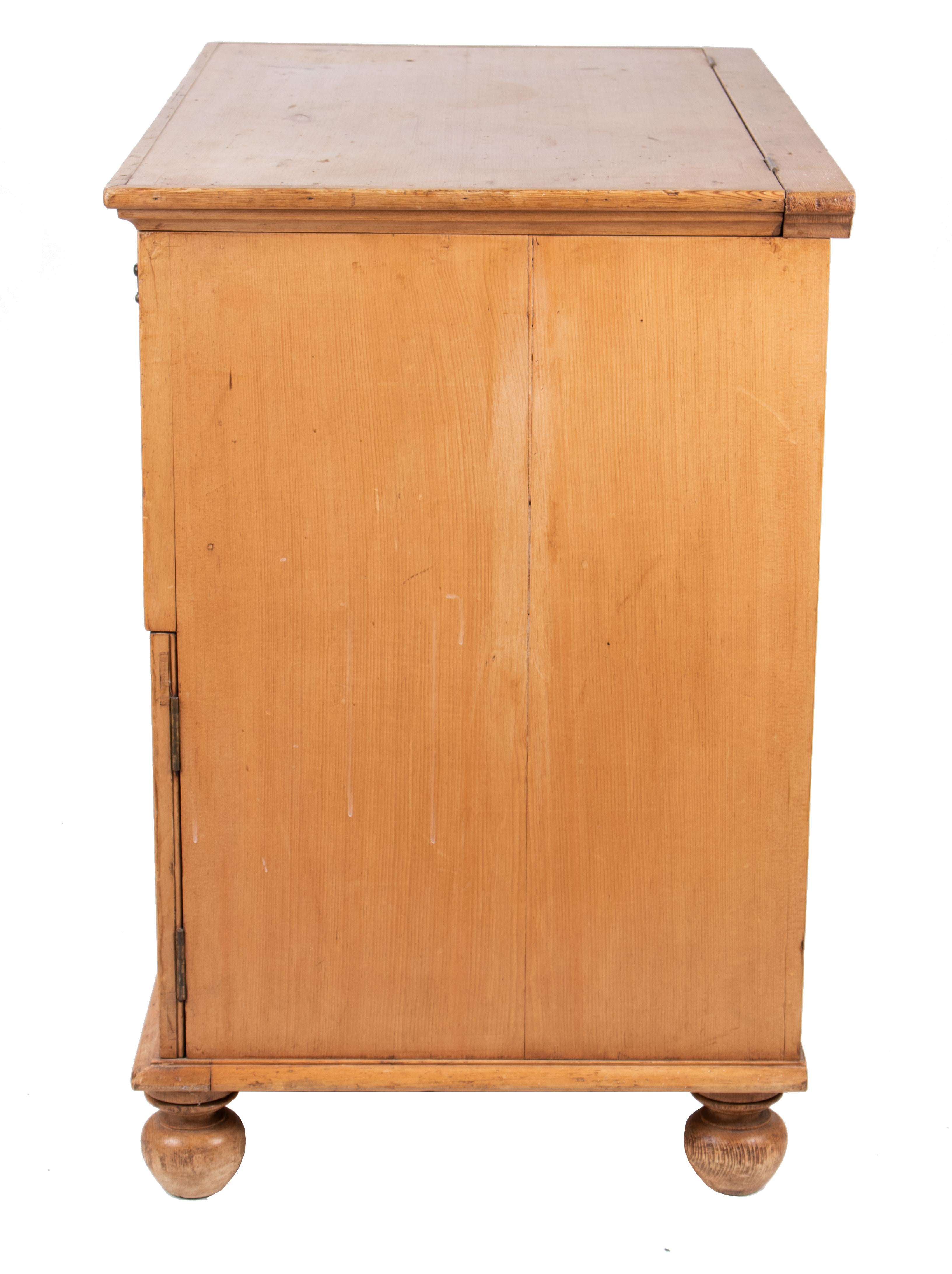 19th Century French Wash-Room Five-Drawer Chest with Two Panel Doors For Sale 1