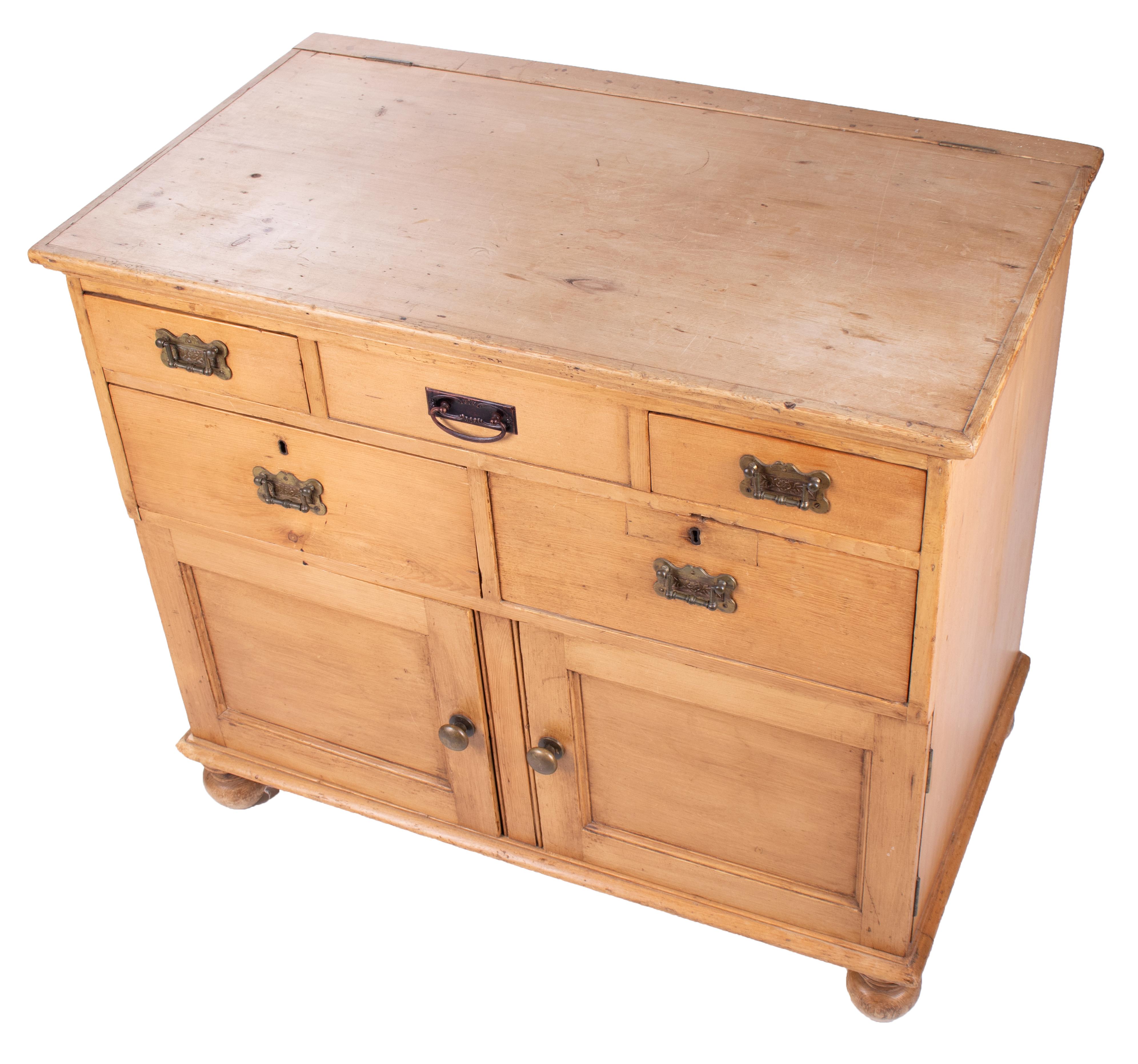 19th Century French Wash-Room Five-Drawer Chest with Two Panel Doors For Sale 3