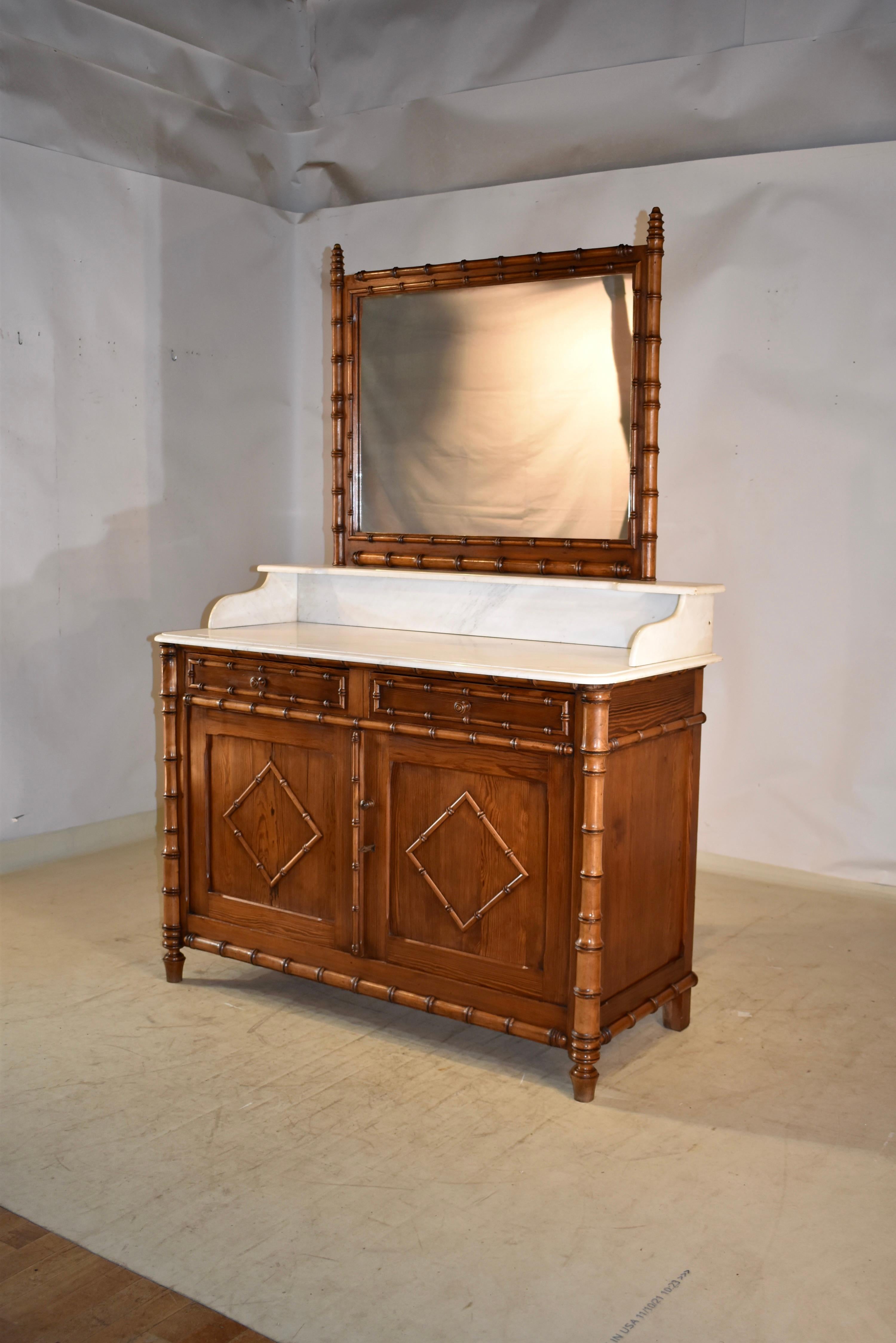 Art Nouveau 19th Century French Wash Stand with Mirror For Sale