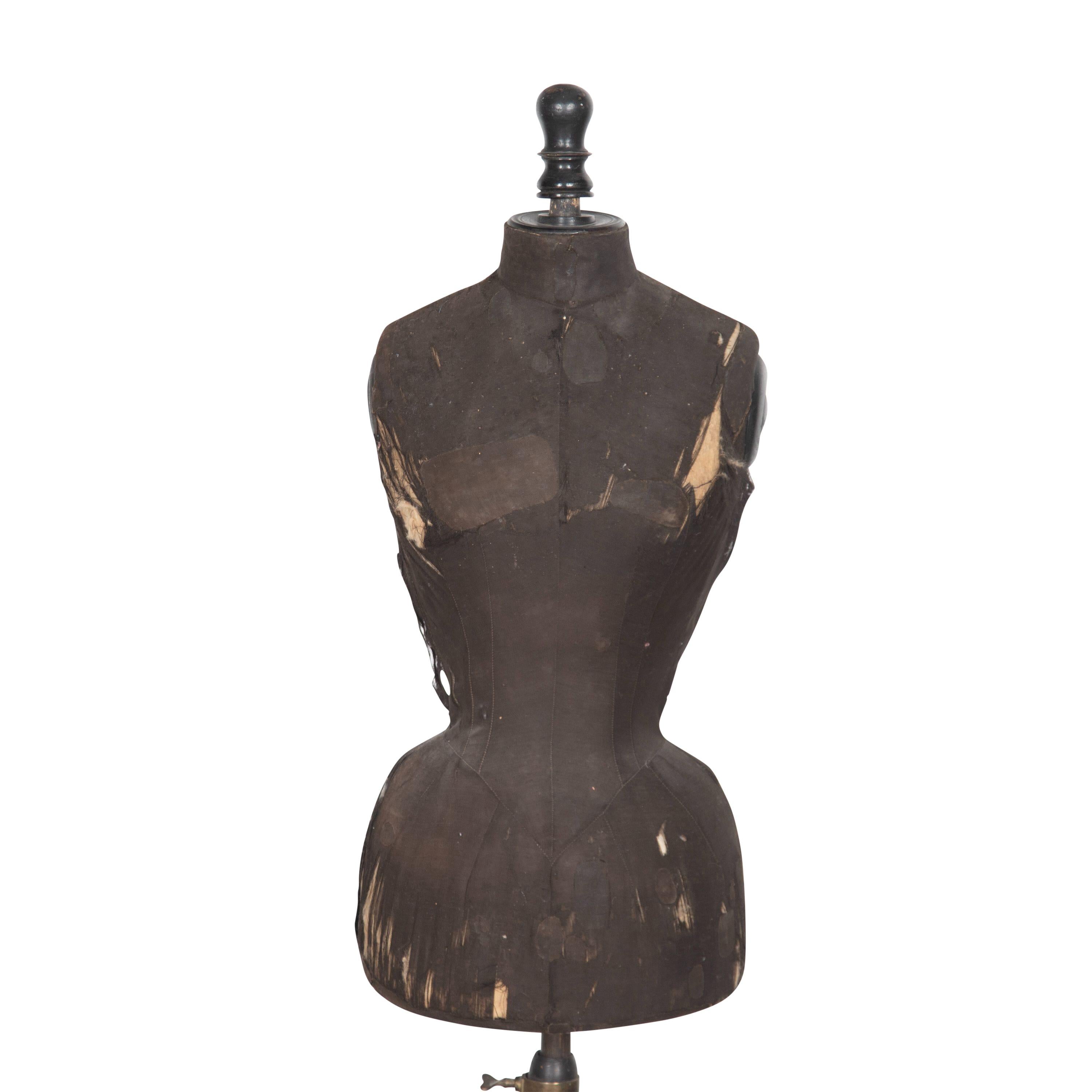 19th Century French wasp waist mannequin with original fabric.
With patched and worn character, signs of wear, commensurate with age.