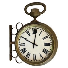 19th Century French Watch Maker Store Sign, Antique Parisian Metal Wall Décor