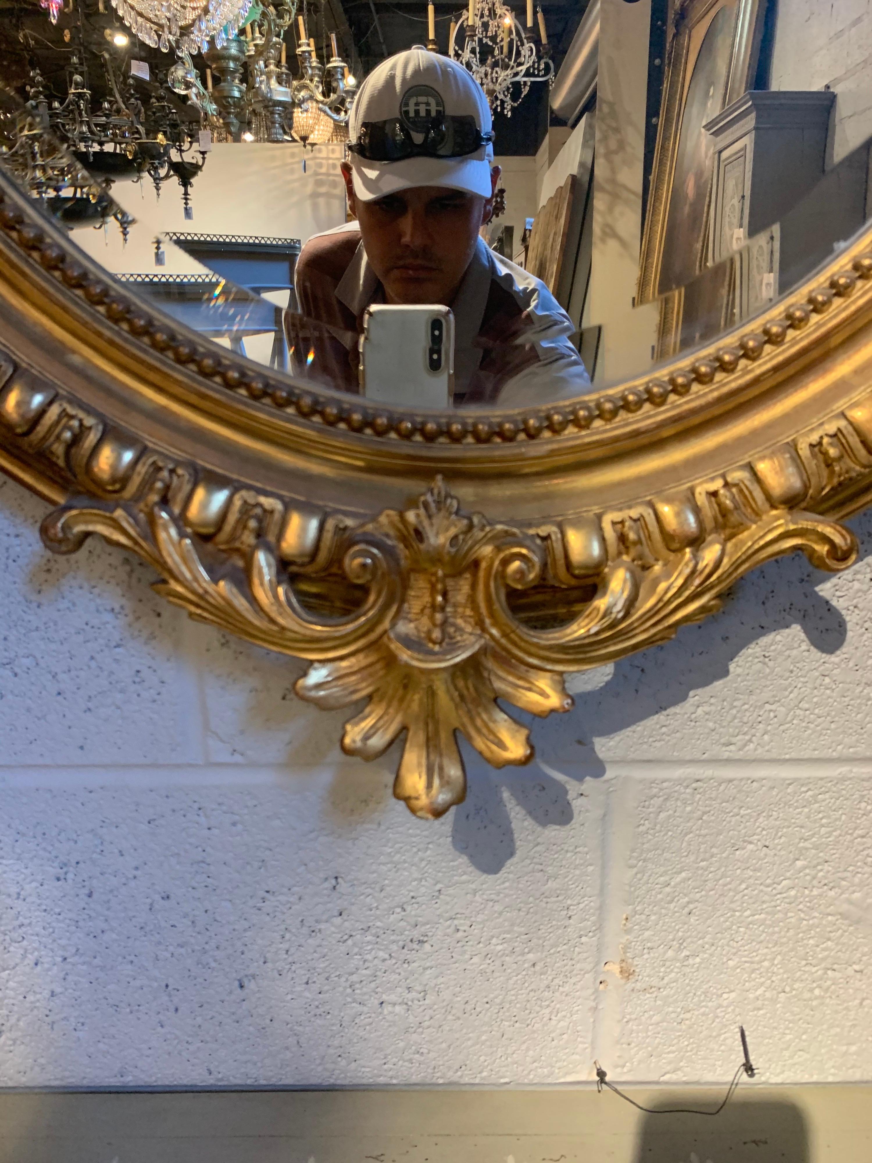 Miroir français du 19ème siècle doré à l'eau Bon état à Dallas, TX