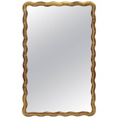 19th Century French Wavy Giltwood Frame Wall Mirror with Original Glass