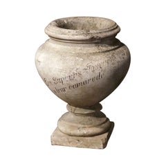 Antique 19th Century French Weathered Carved Stone Outdoor Garden Planter Jardinière