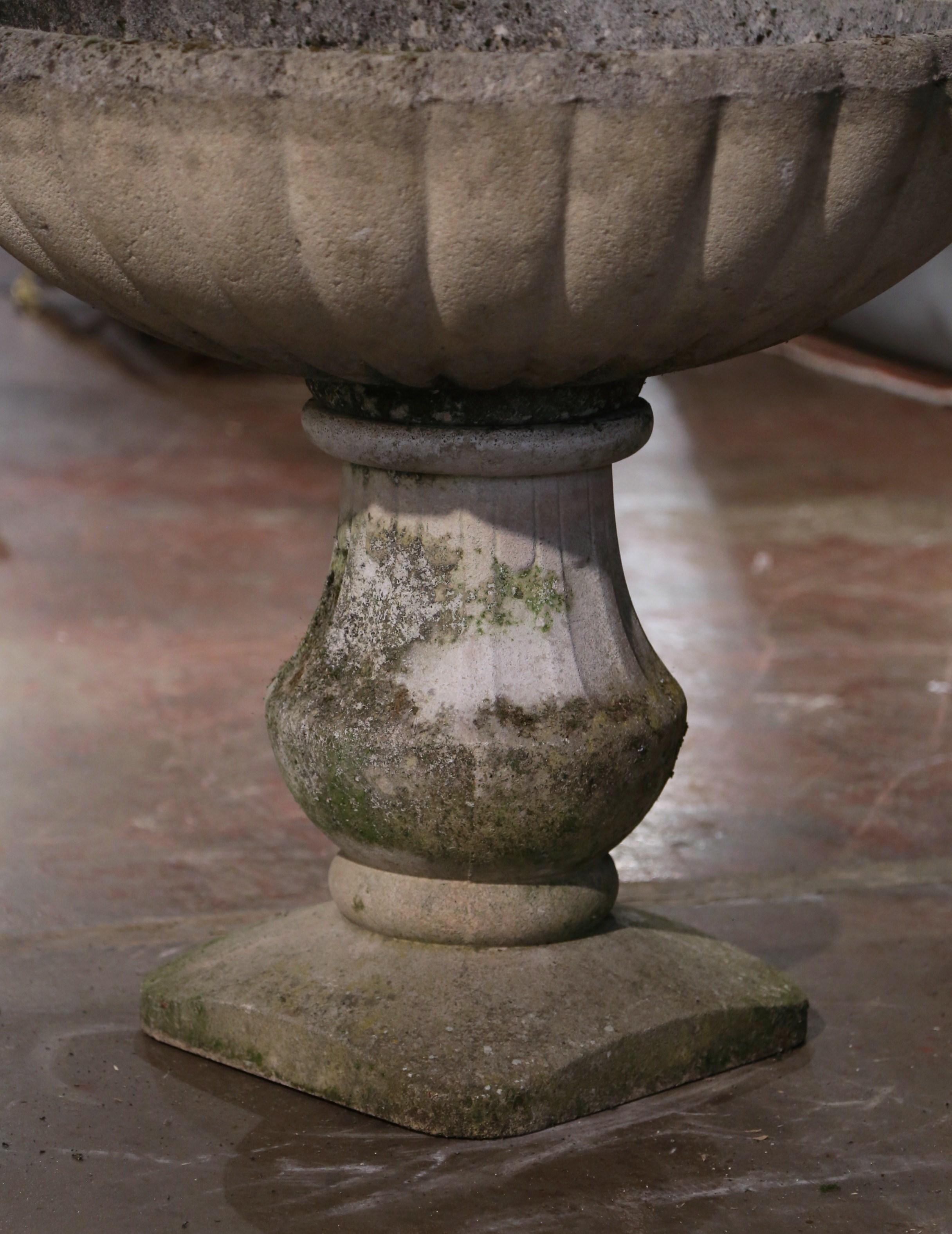 Neoclassical 19th Century French Weathered Stone Outdoor Garden Planter Jardinière