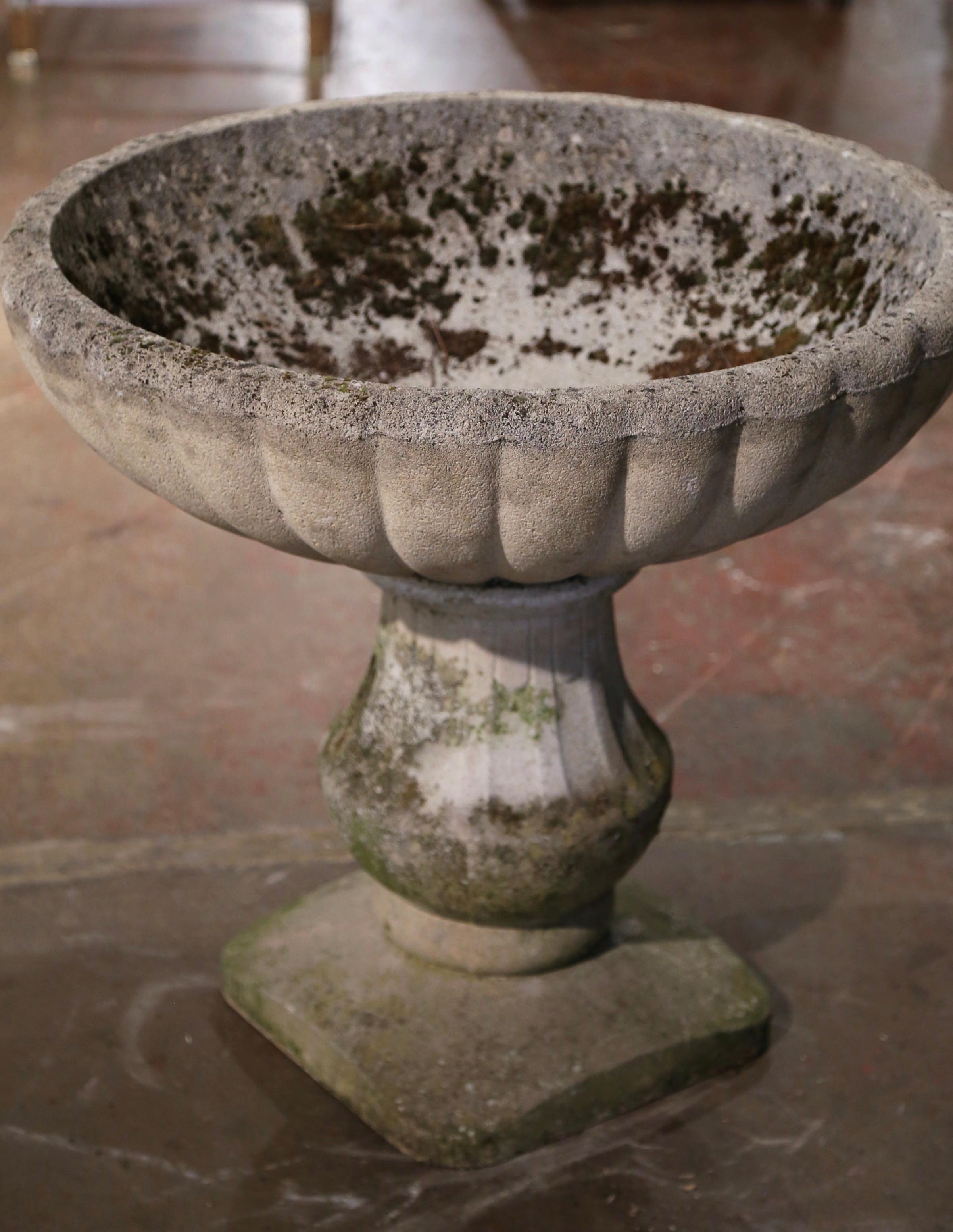 Hand-Crafted 19th Century French Weathered Stone Outdoor Garden Planter Jardinière