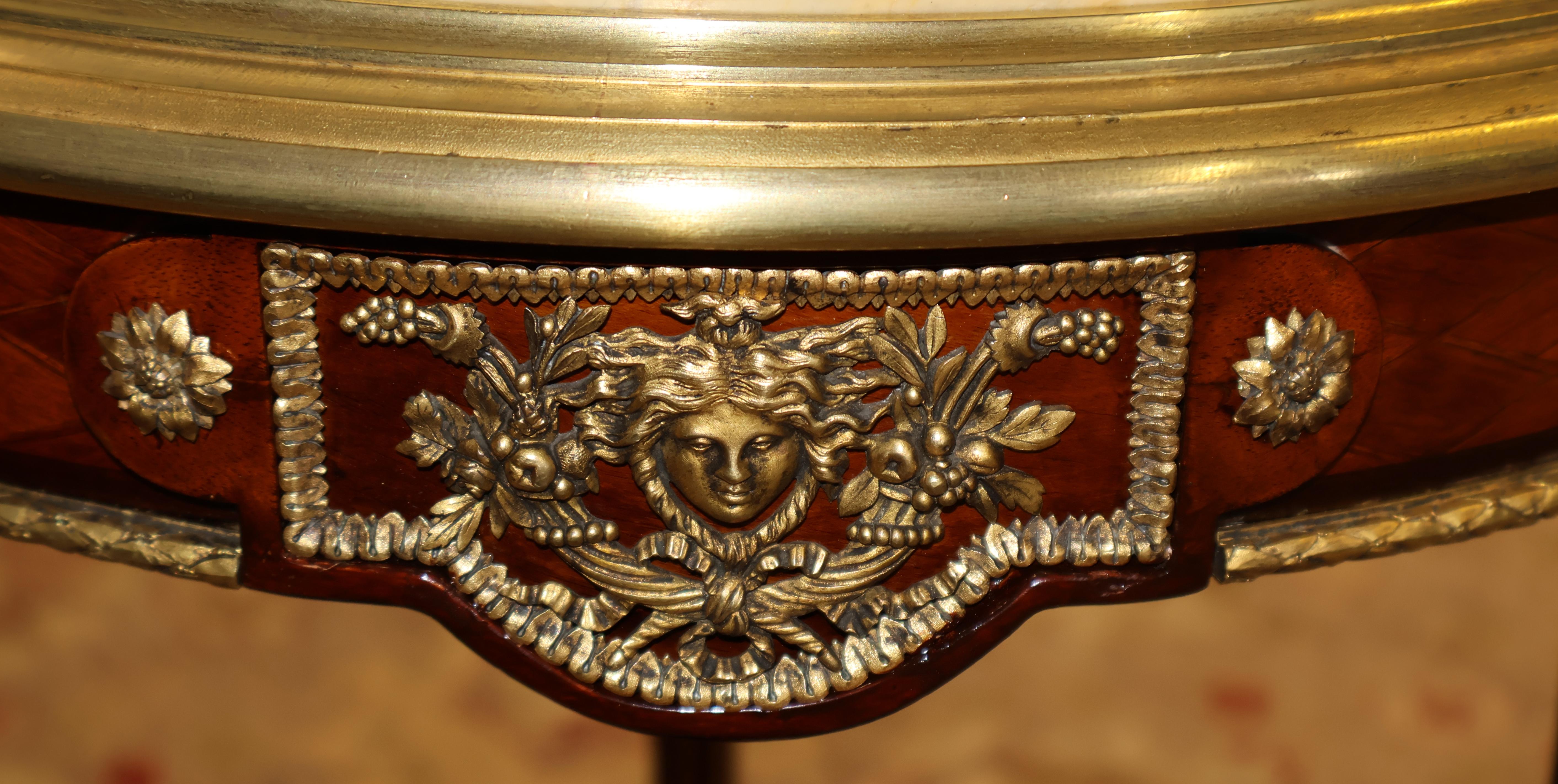 Table de guéridon à plateau de marbre de style Weisweiler du 19e siècle par Henry Dasson en vente 9