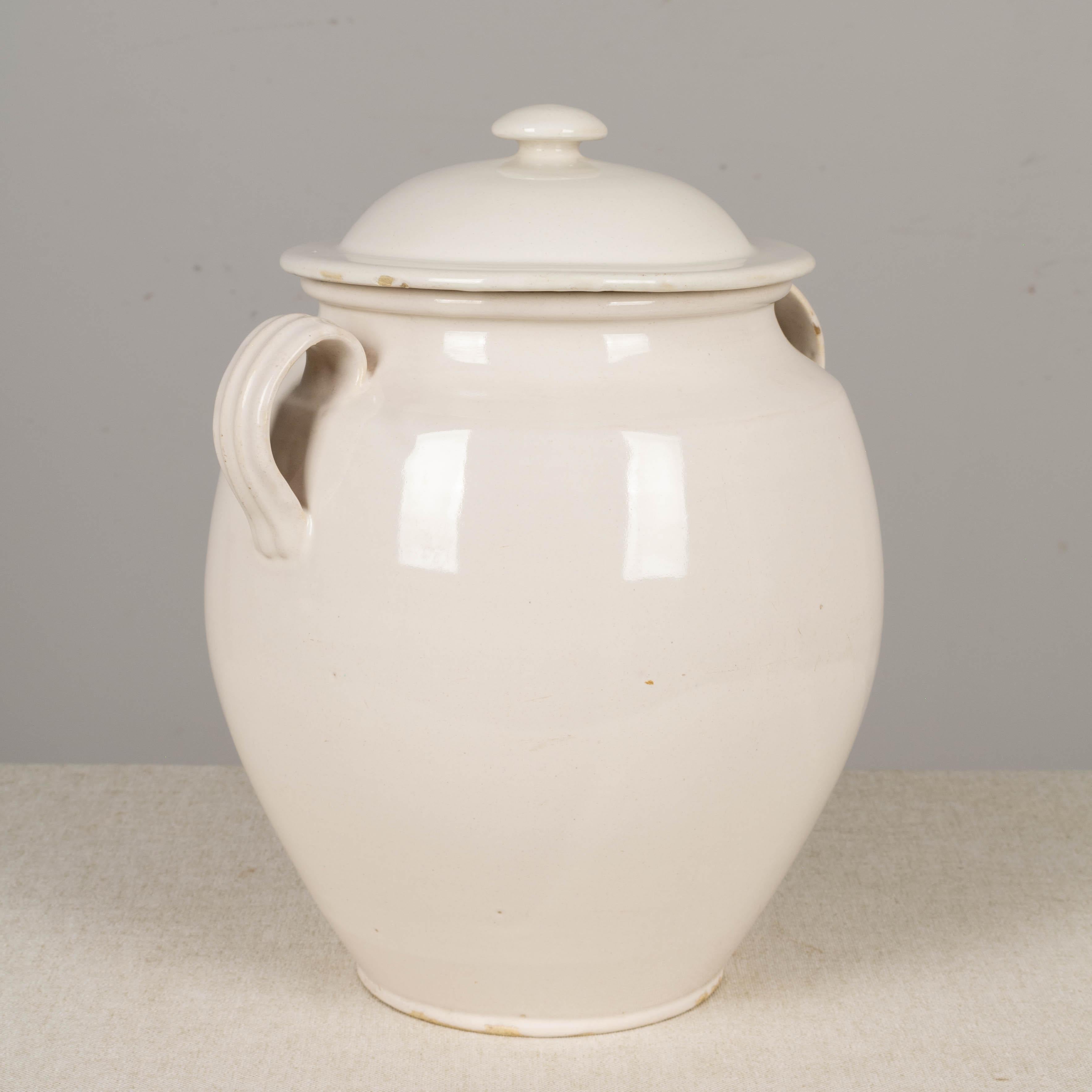 19th Century, French, White Glazed Confit Pot 5