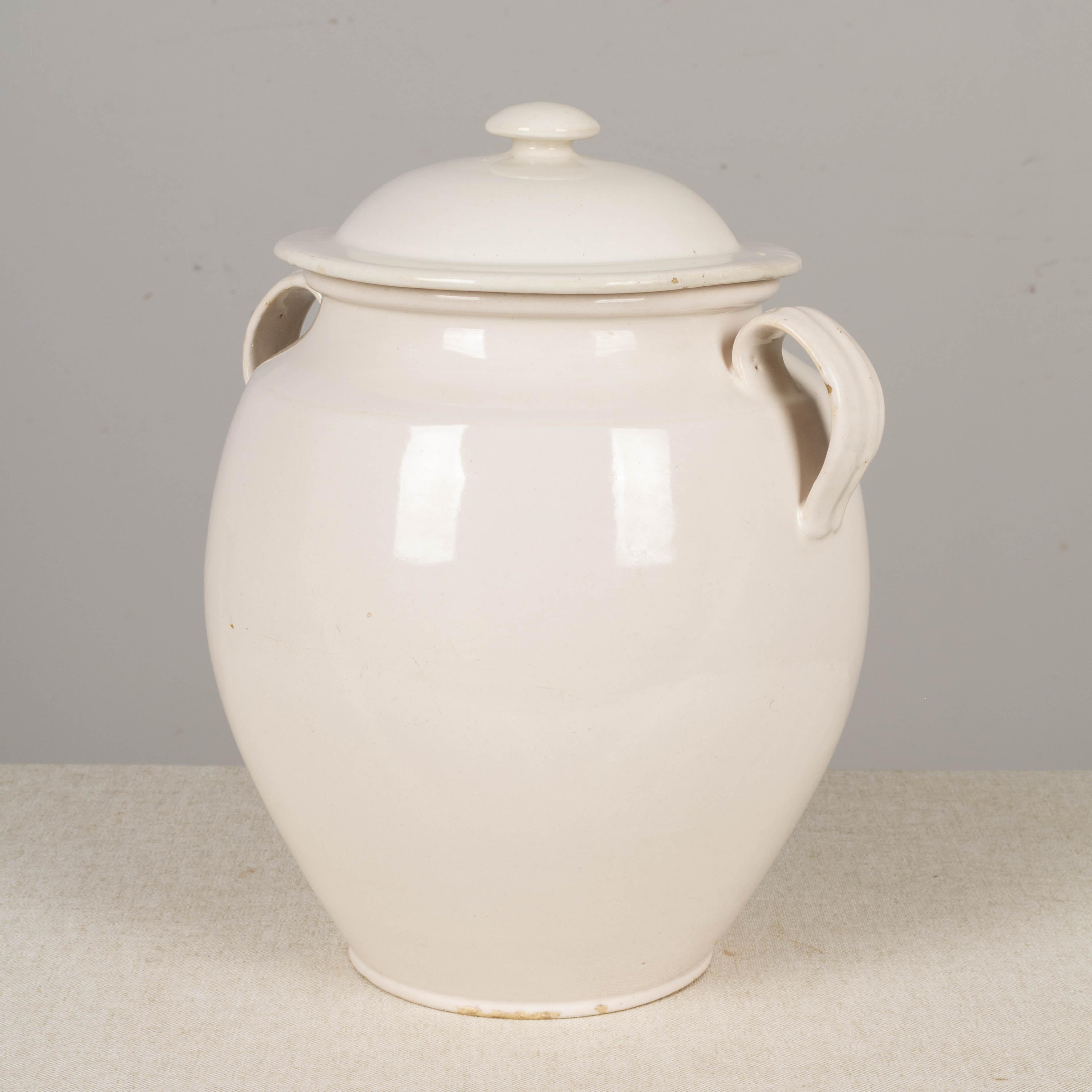 19th Century, French, White Glazed Confit Pot In Good Condition In Winter Park, FL