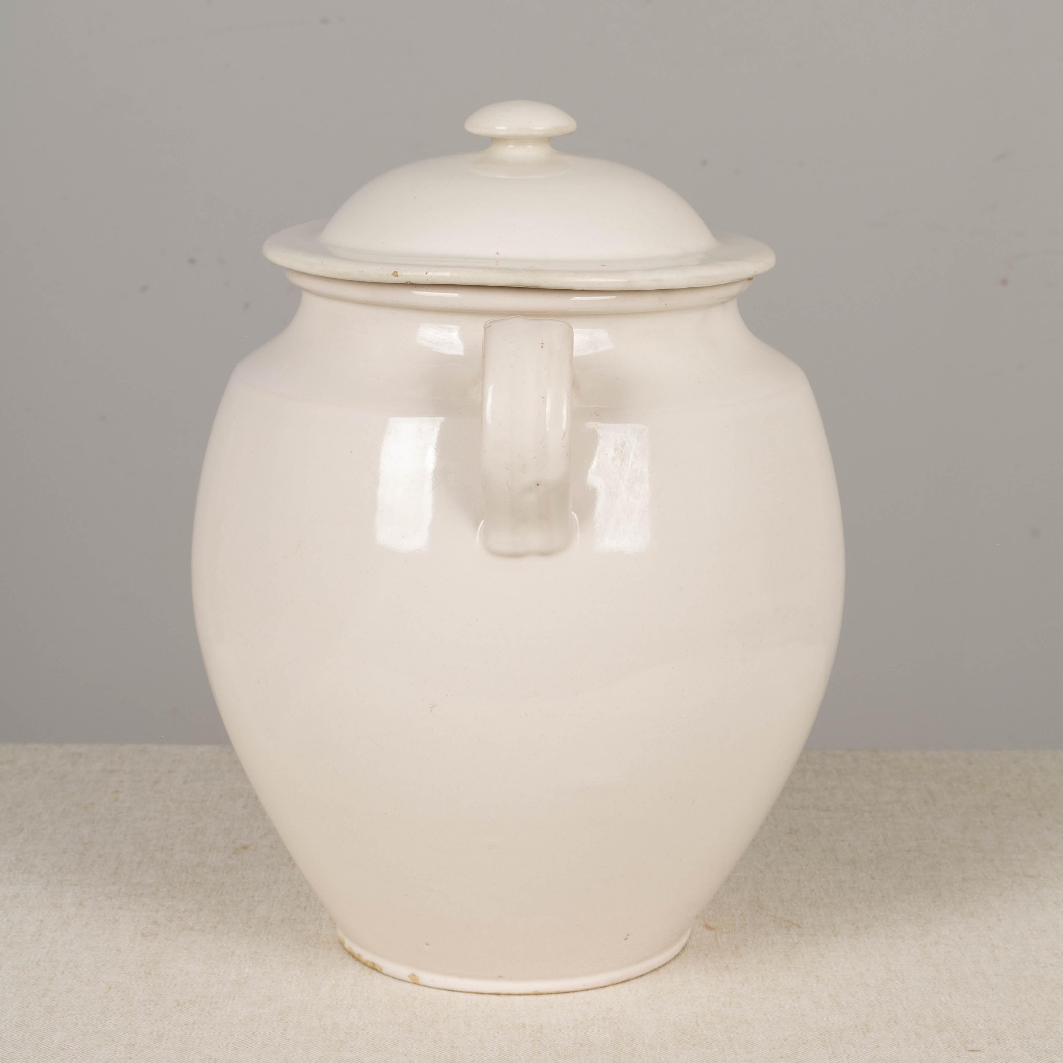 Terracotta 19th Century, French, White Glazed Confit Pot