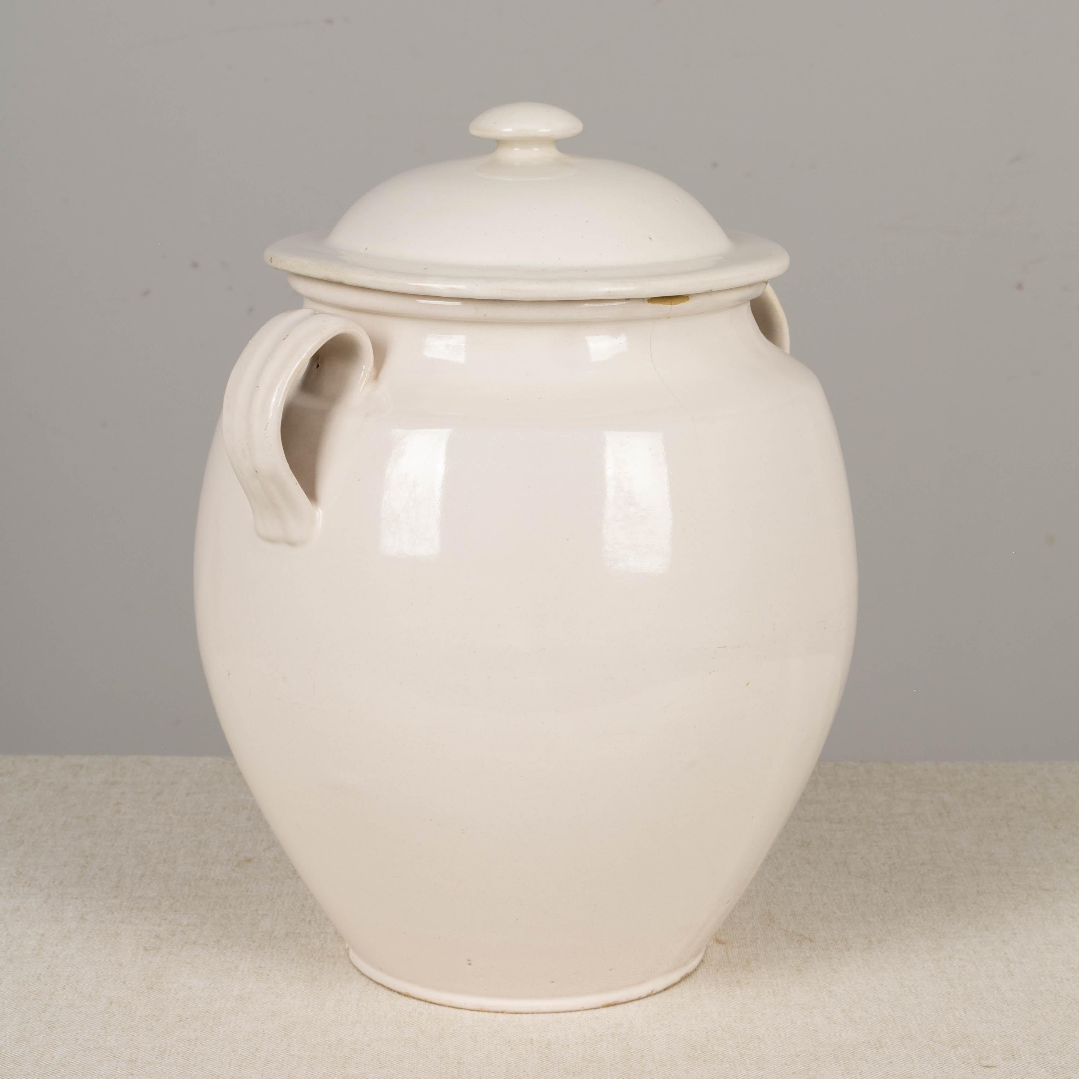 19th Century, French, White Glazed Confit Pot 1
