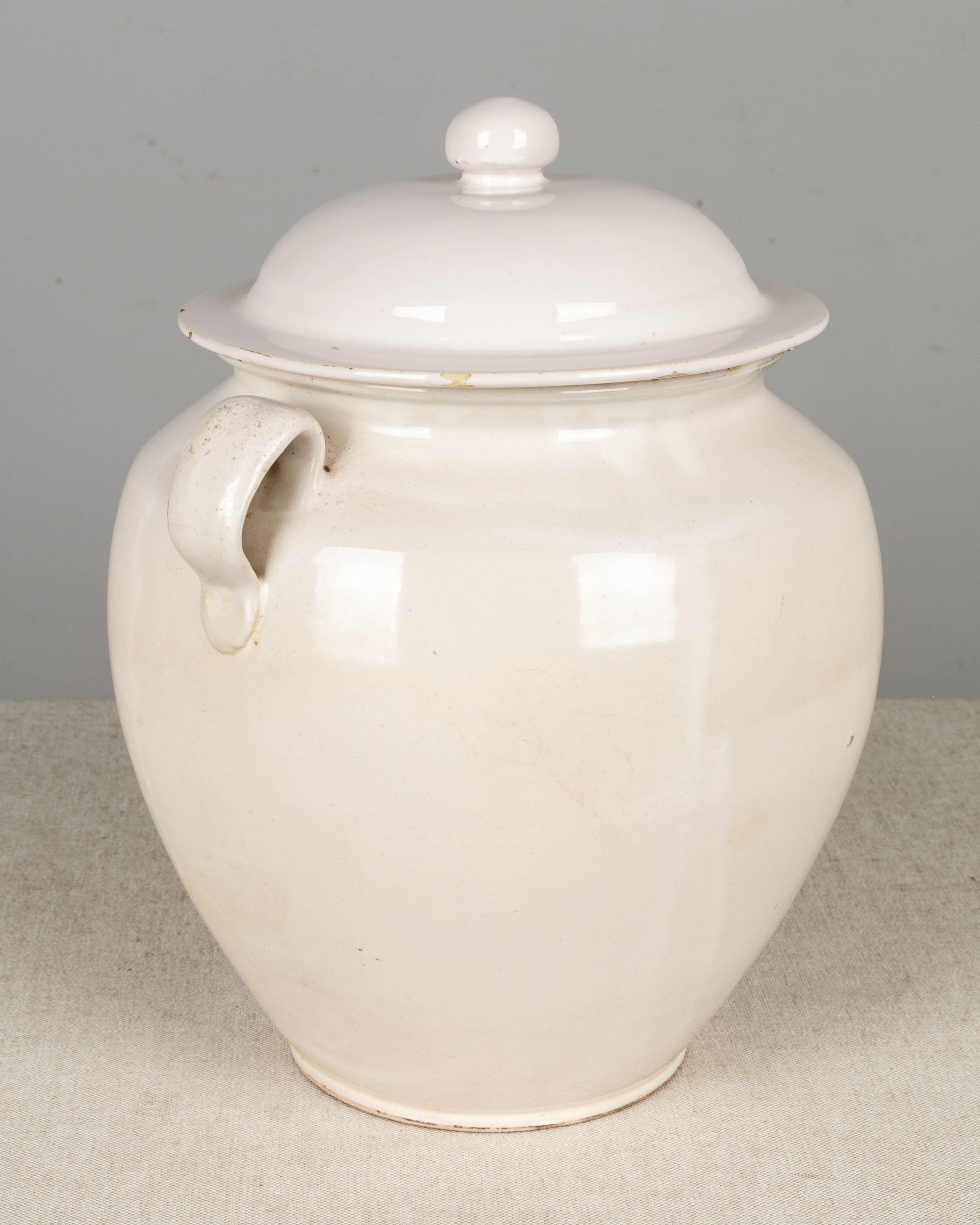 19th Century French White Glazed Confit Pot 2