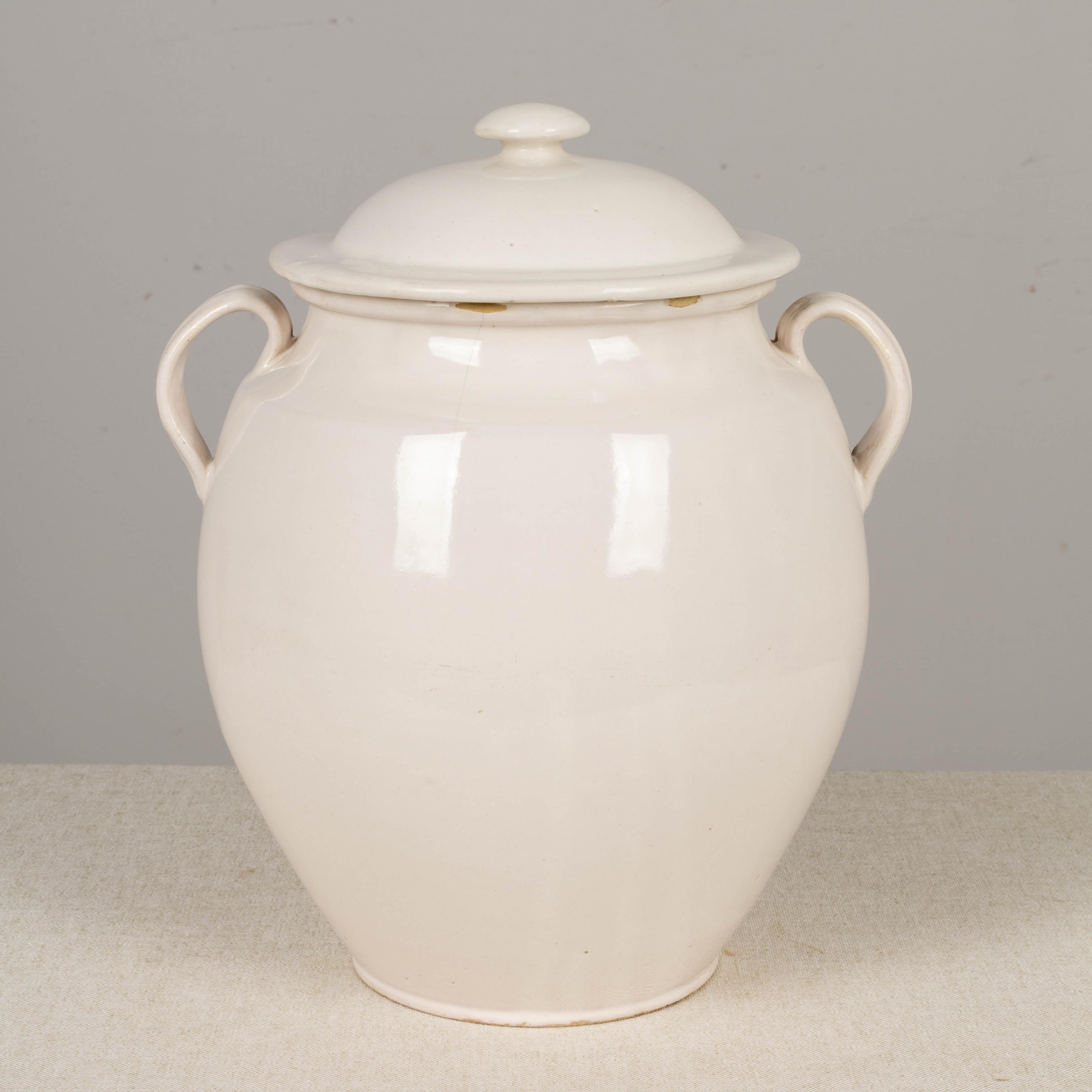 19th Century, French, White Glazed Confit Pot 2