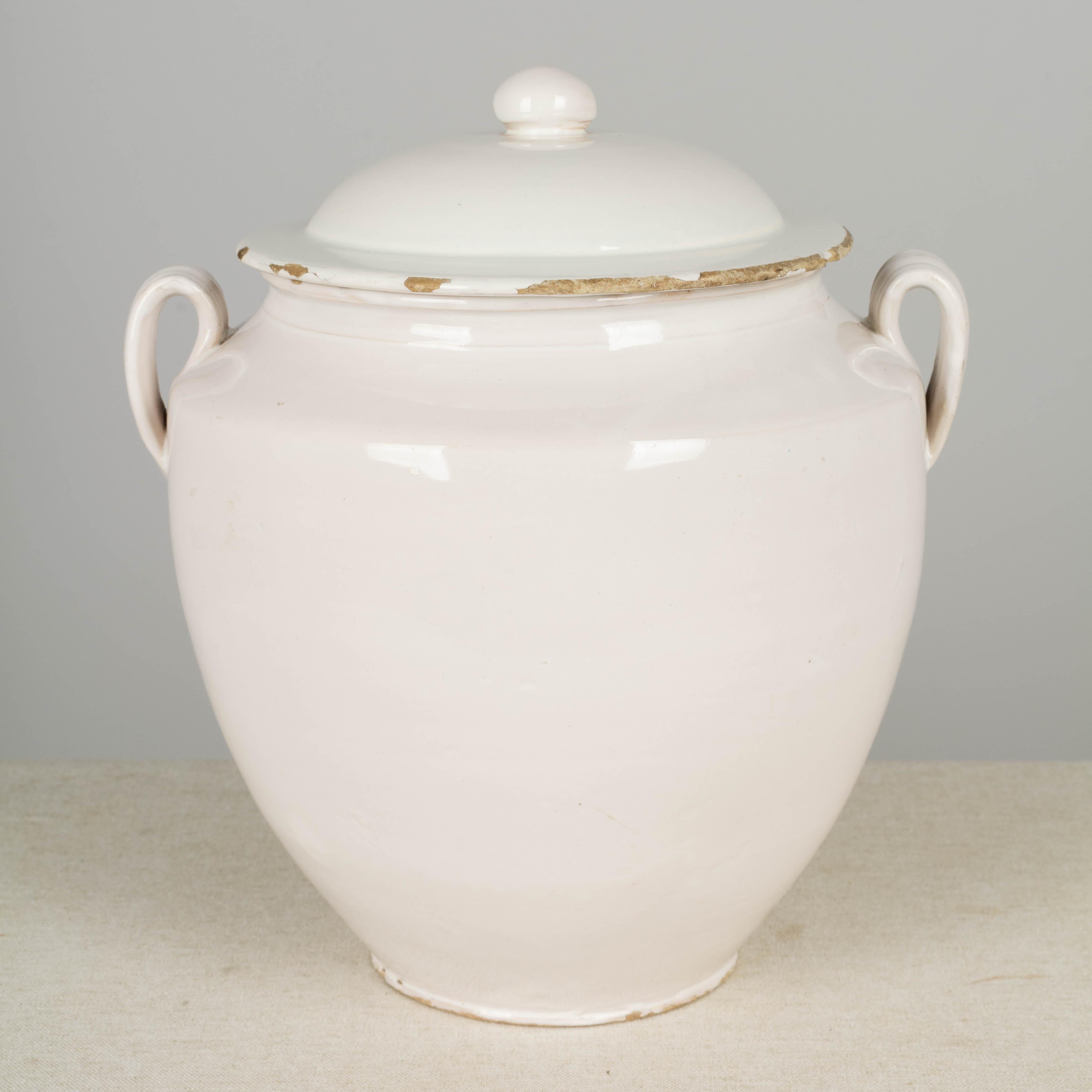 19th Century French White Glazed Confit Pot 2