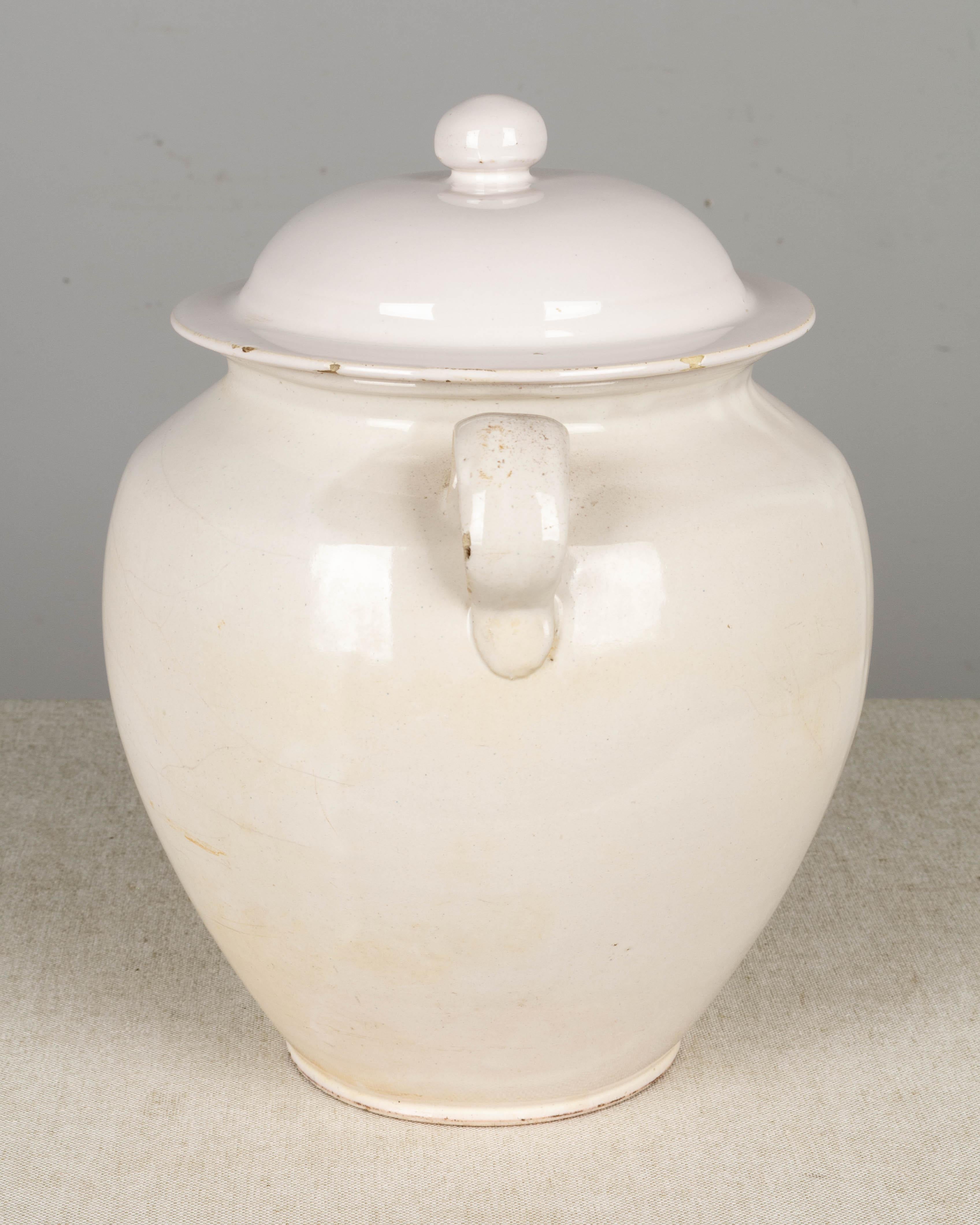 19th Century French White Glazed Confit Pot 3
