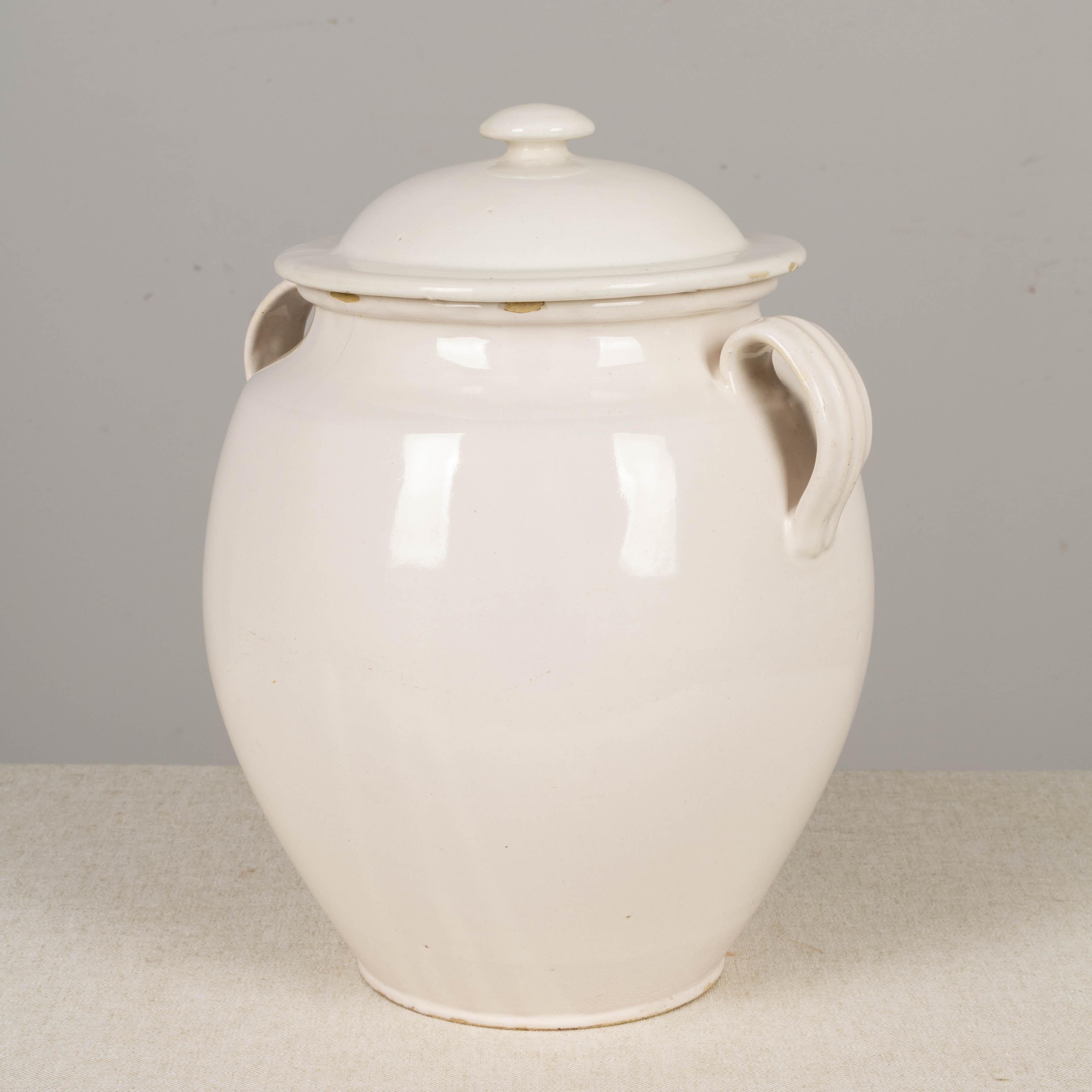 19th Century, French, White Glazed Confit Pot 3