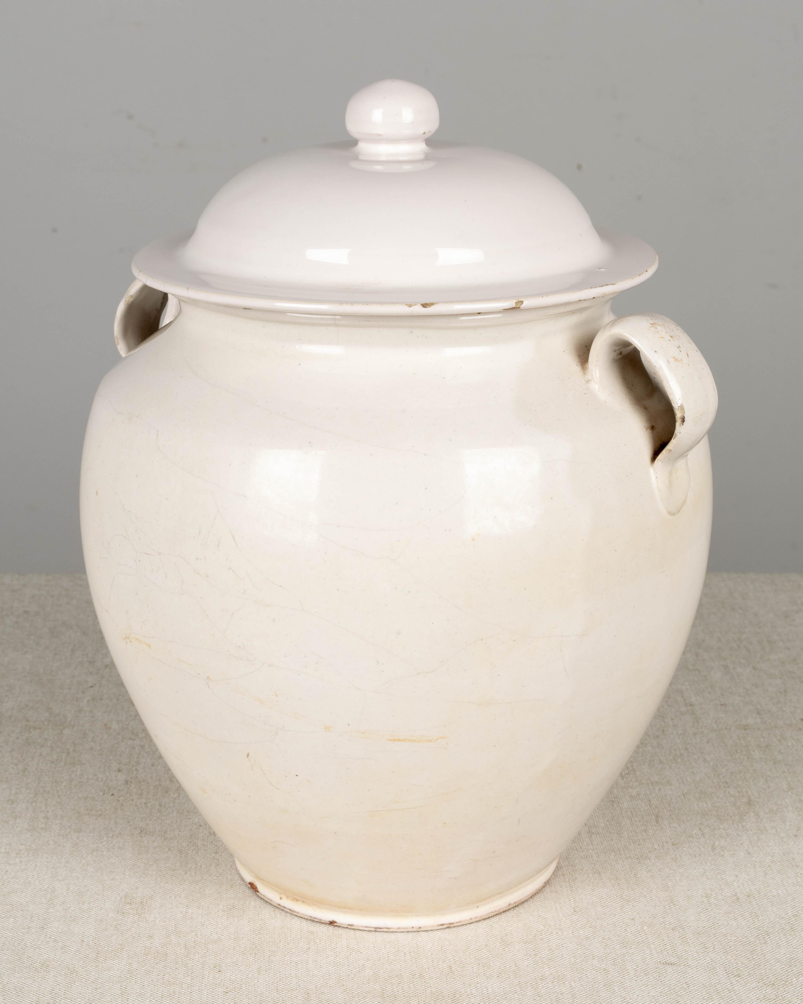 19th Century French White Glazed Confit Pot 4