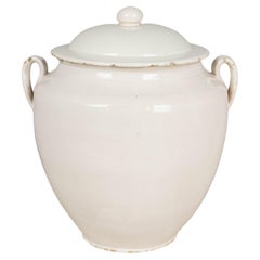 Antique 19th Century French White Glazed Confit Pot