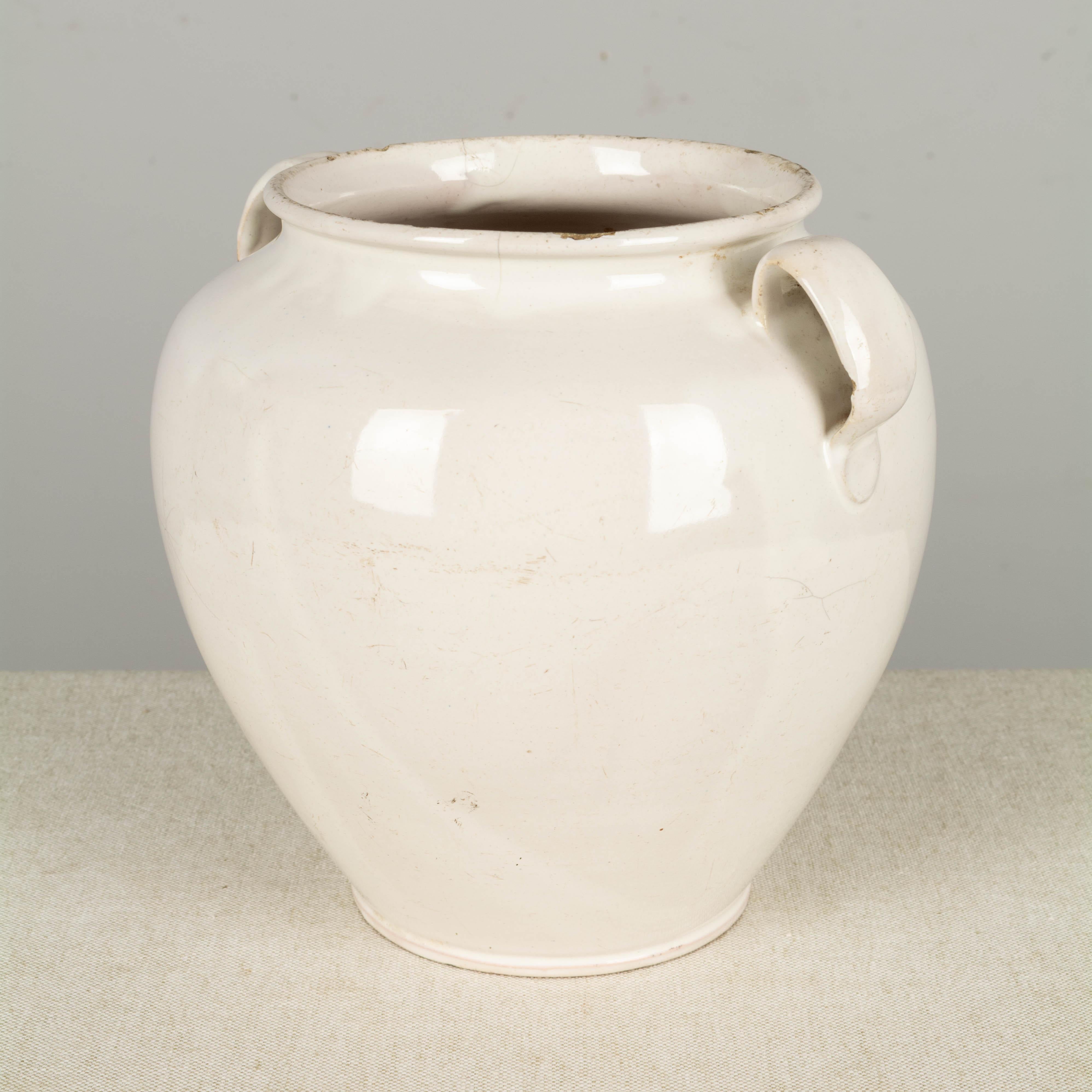 French Provincial 19th Century French White Glazed Honey Pot