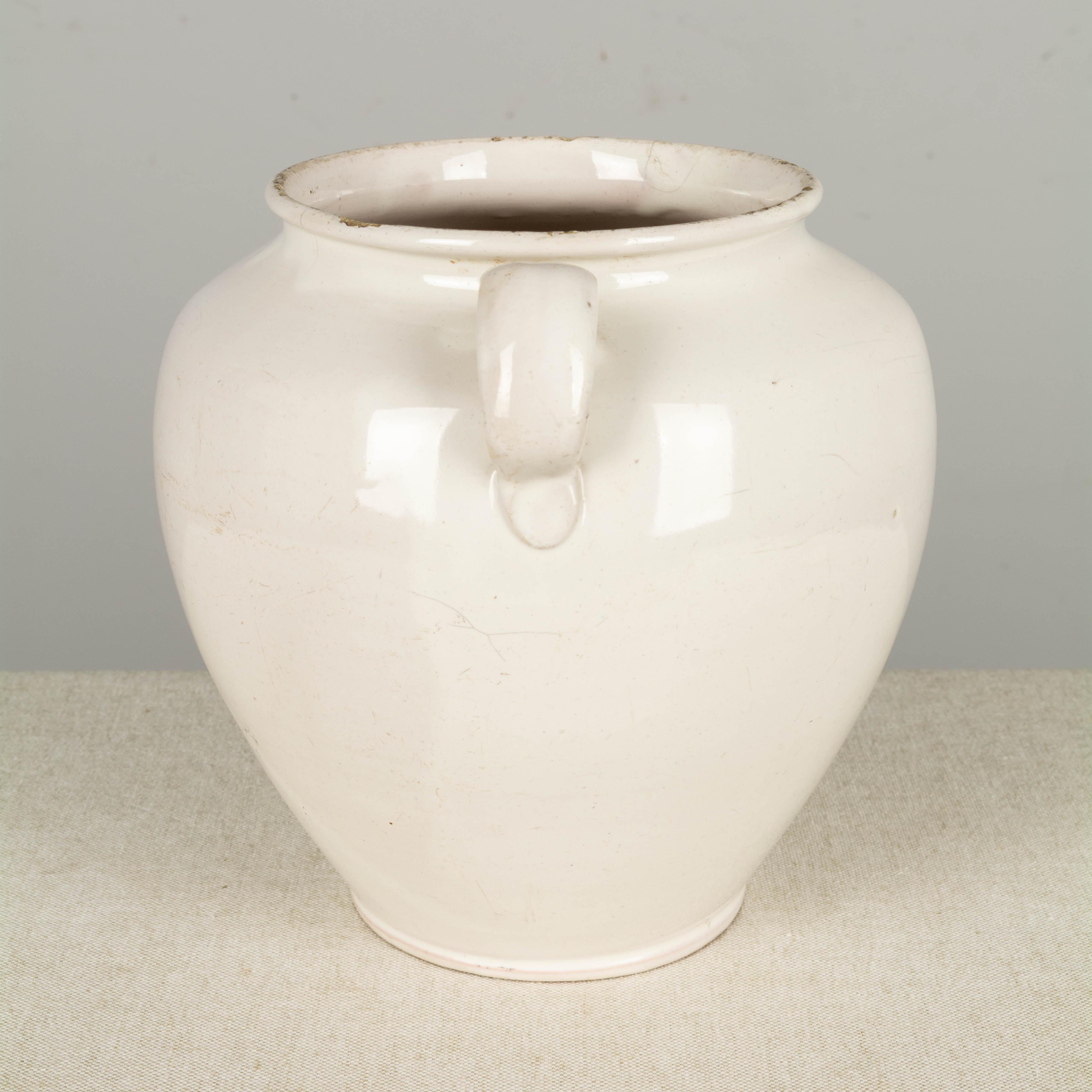 19th Century French White Glazed Honey Pot In Good Condition In Winter Park, FL