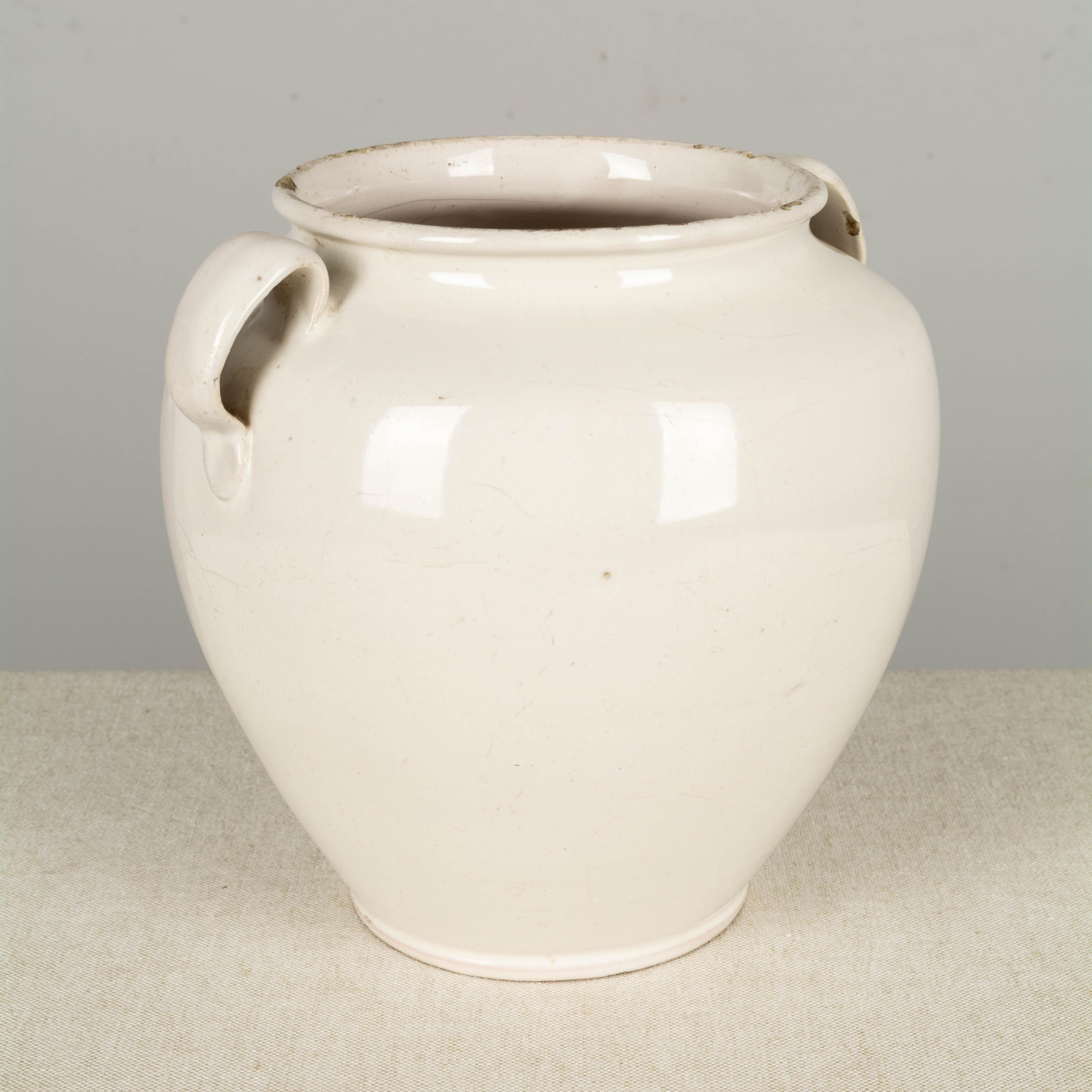 Terracotta 19th Century French White Glazed Honey Pot