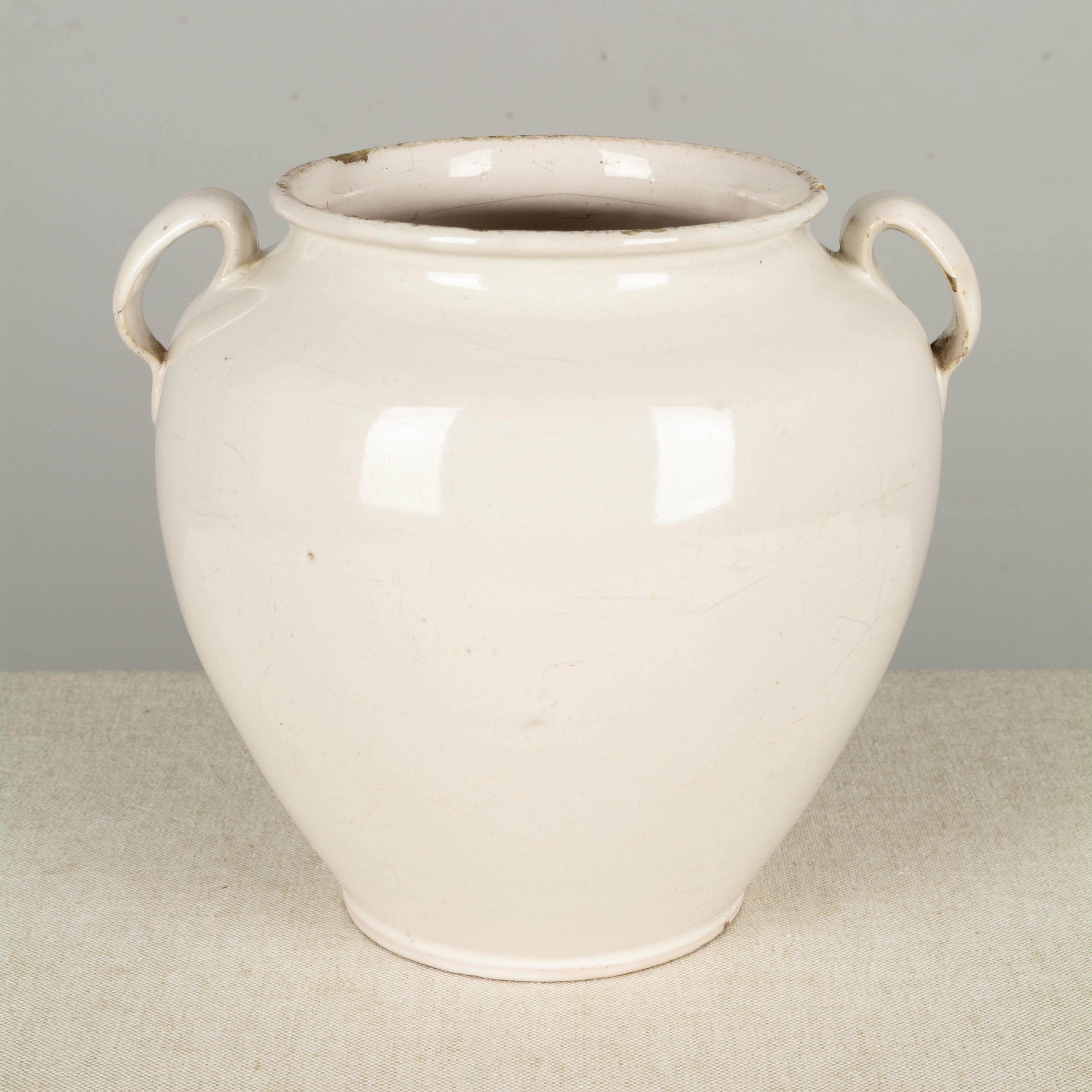 19th Century French White Glazed Honey Pot 1