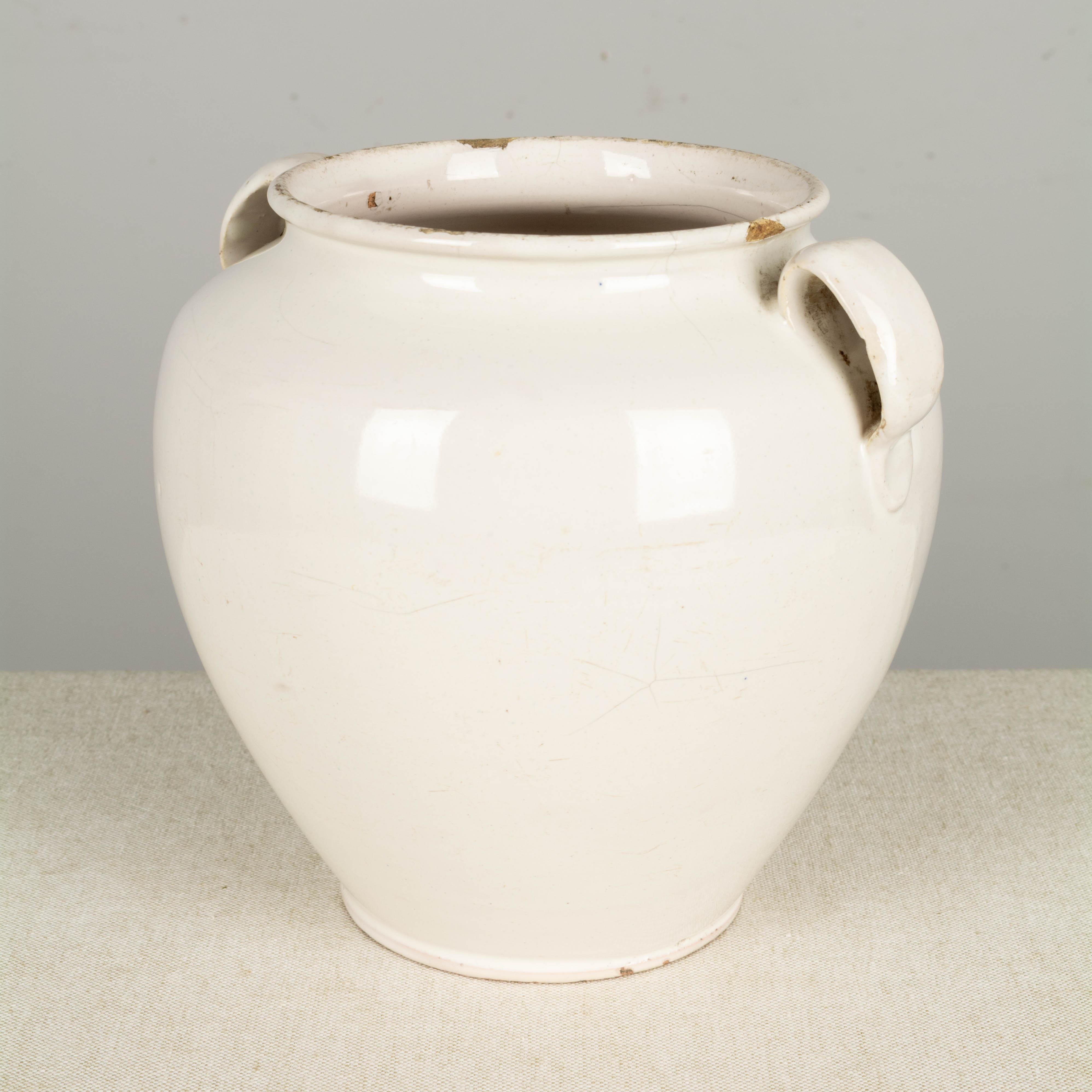 19th Century French White Glazed Honey Pot 2