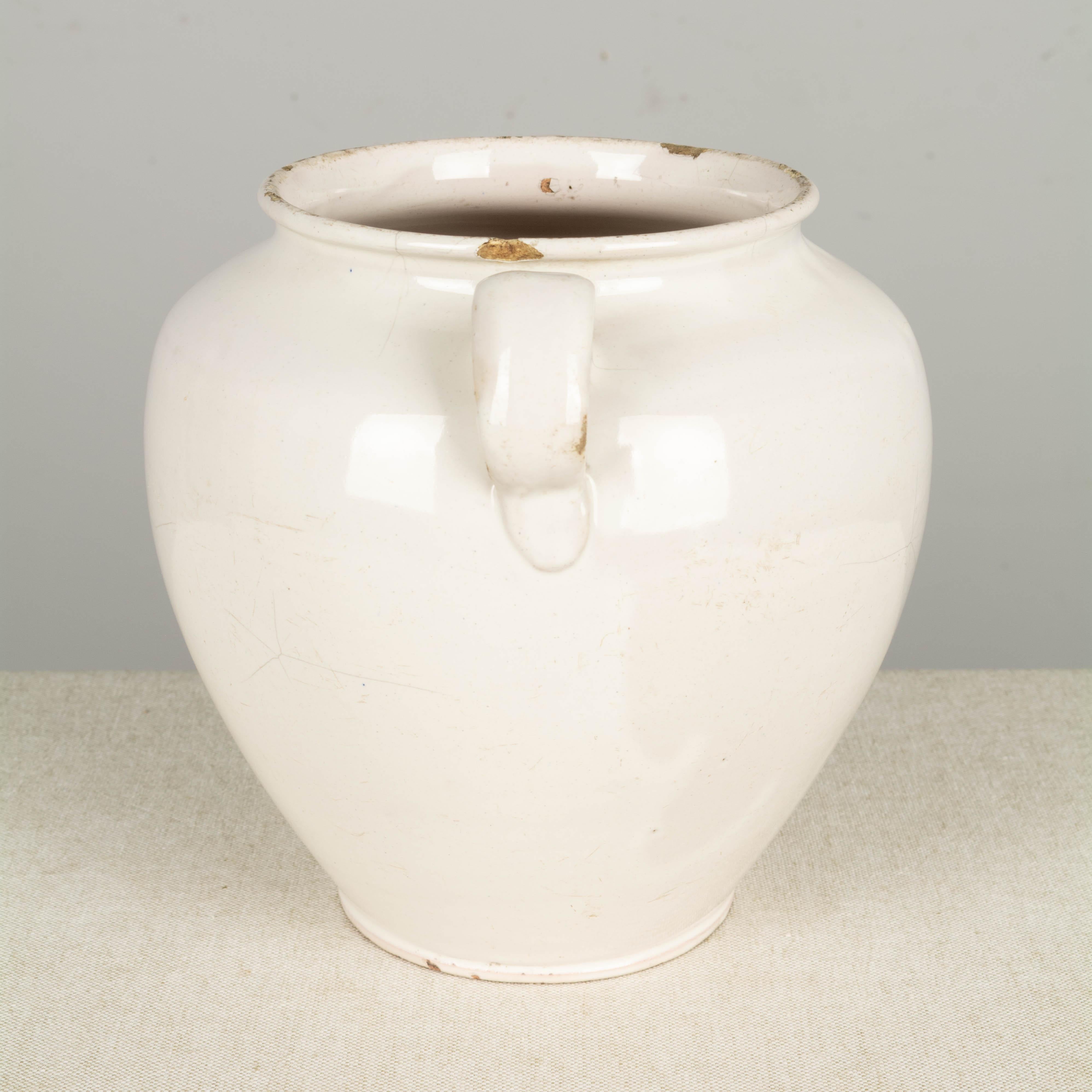 19th Century French White Glazed Honey Pot 3