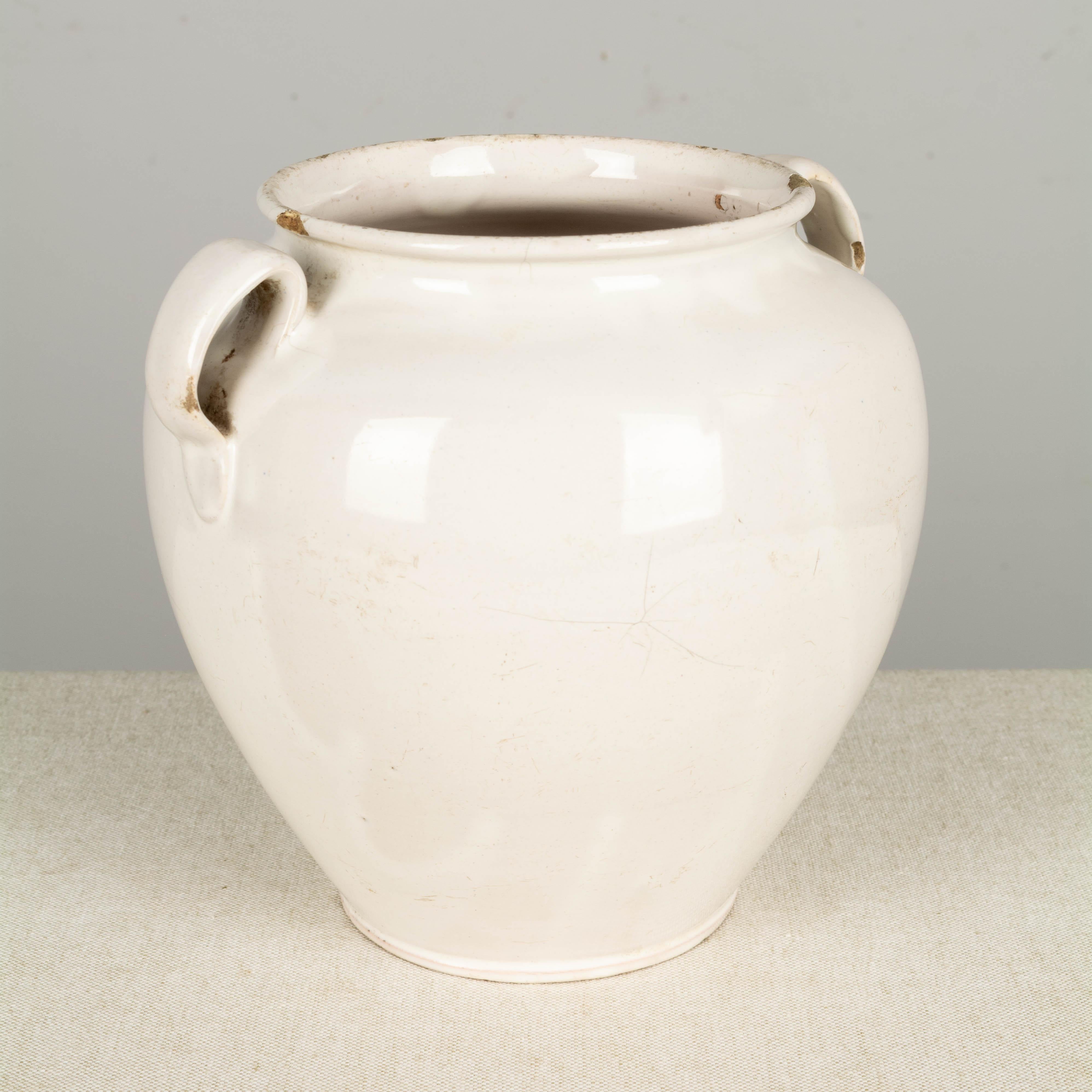 19th Century French White Glazed Honey Pot 4