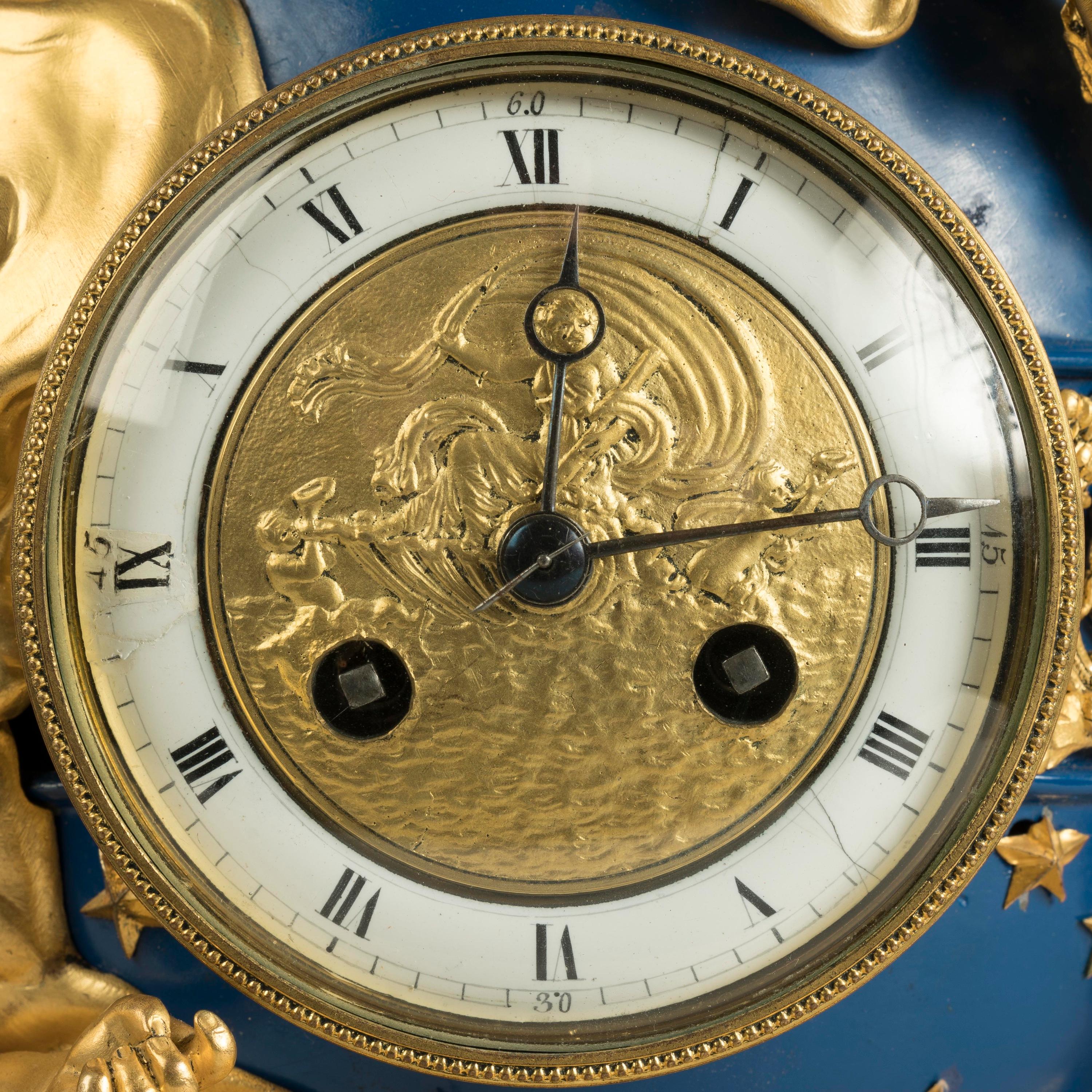Ormolu 19th Century French White Marble and Gilt Bronze Clock in the Louis XVI Style For Sale