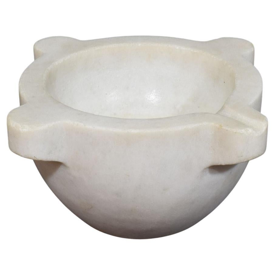 19th Century French White Marble Mortar For Sale