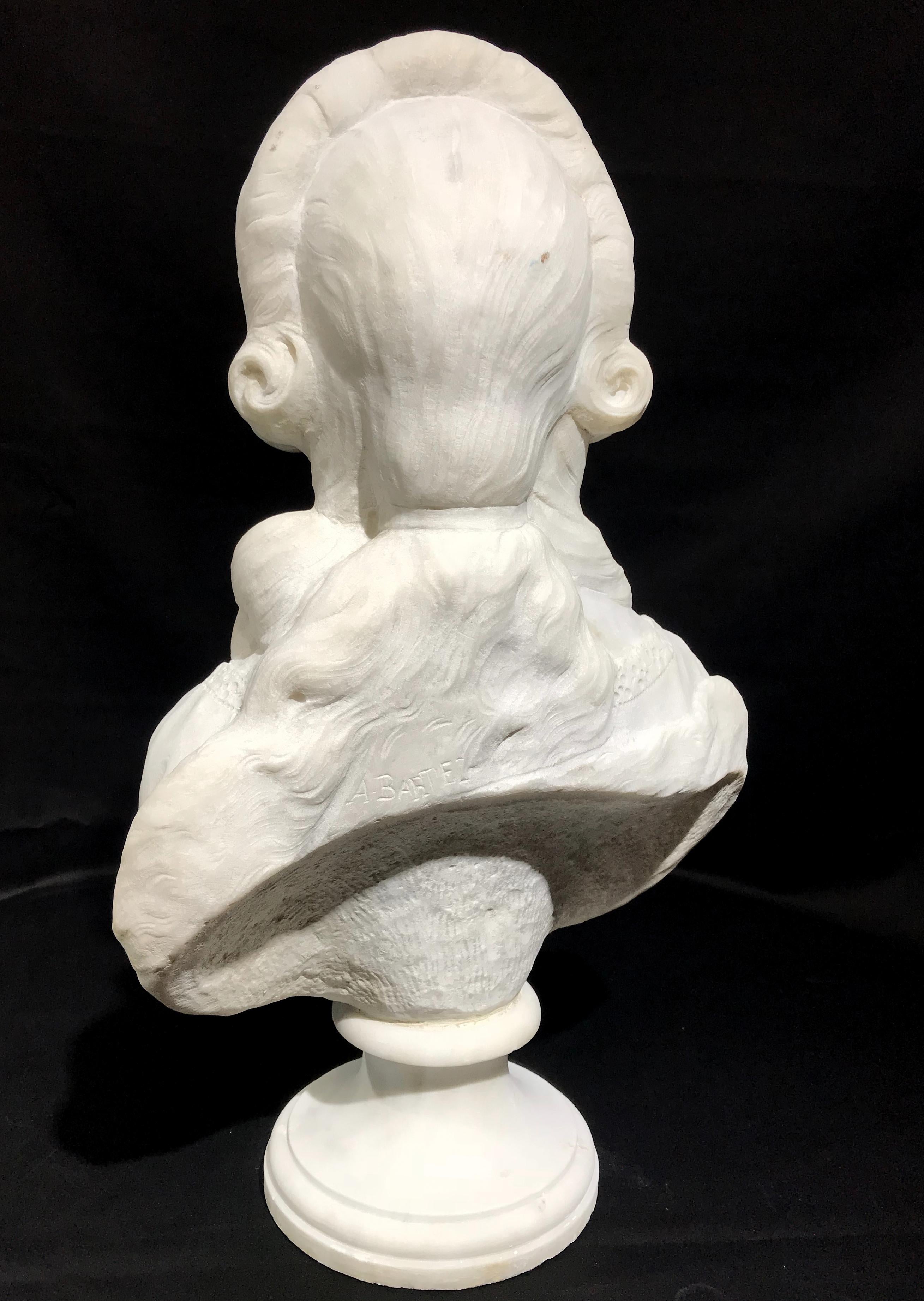 19th Century French White Marble Sculpture Bust of Queen Marie Antoinette Signed For Sale 7