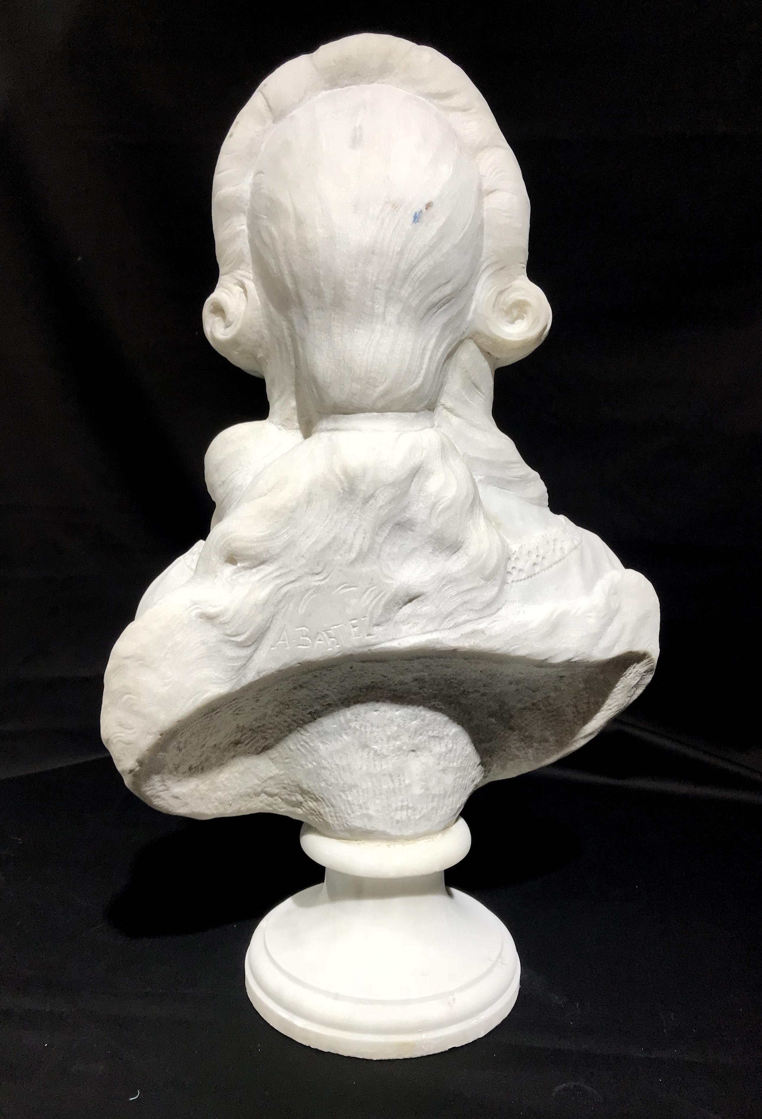 19th Century French White Marble Sculpture Bust of Queen Marie Antoinette Signed For Sale 2