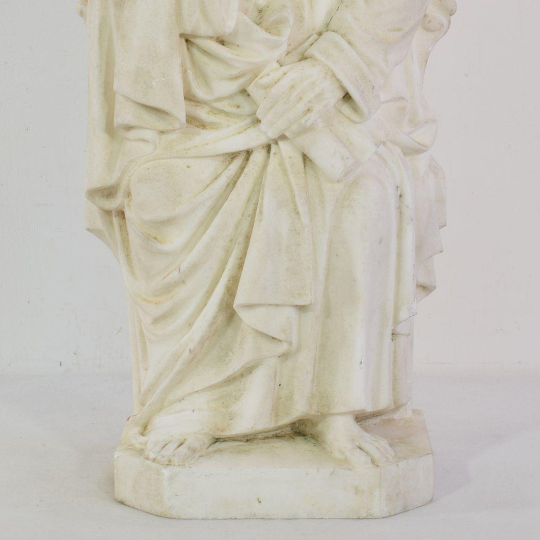 19th Century French White Marble Statue Of Saint John For Sale 6