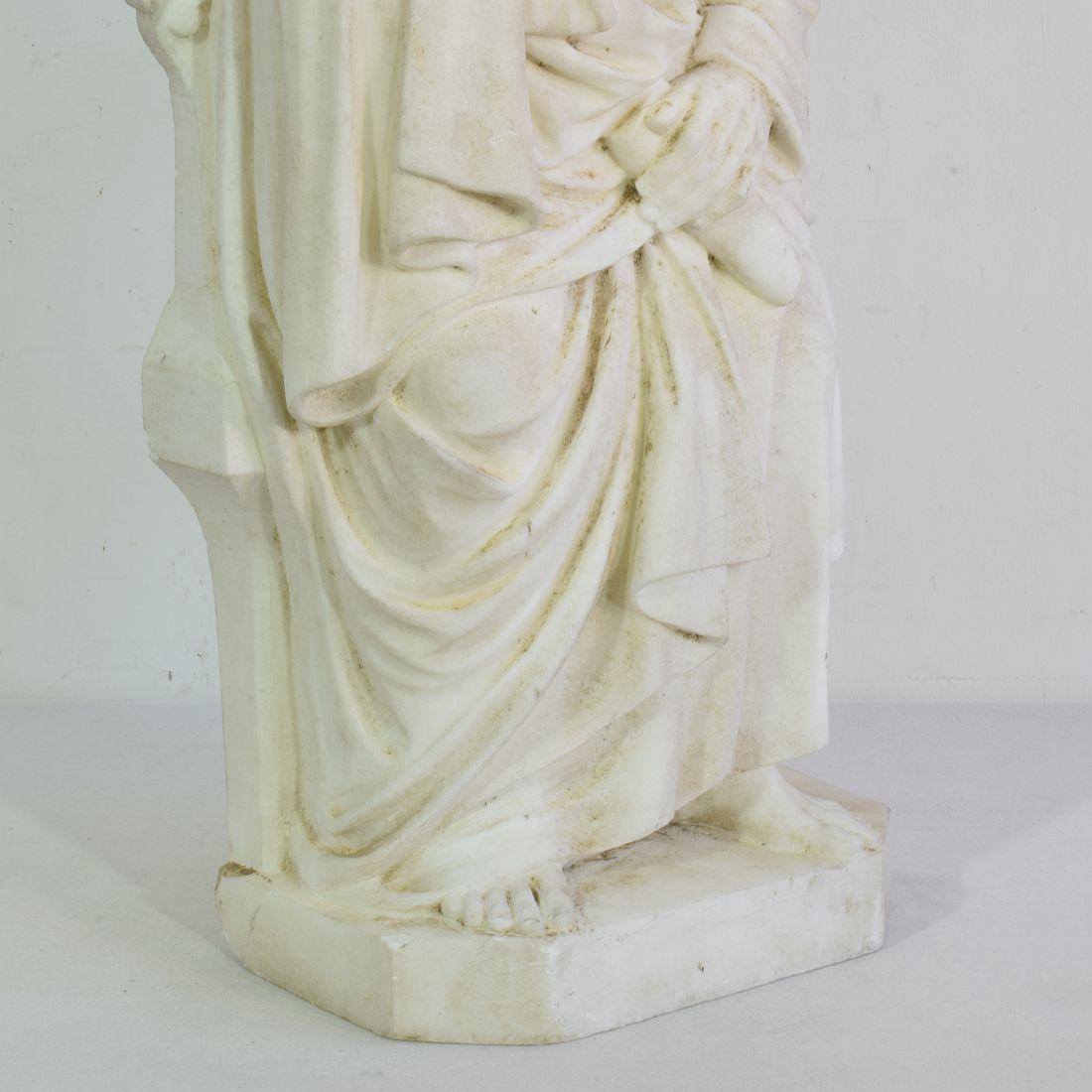 19th Century French White Marble Statue Of Saint John For Sale 7
