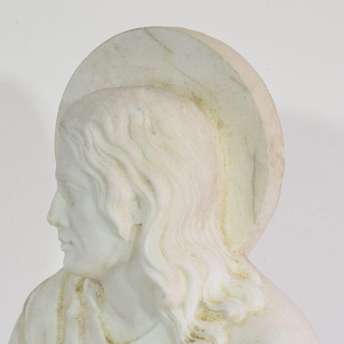Statue de Saint Jean en marbre blanc du 19ème siècle en vente 7