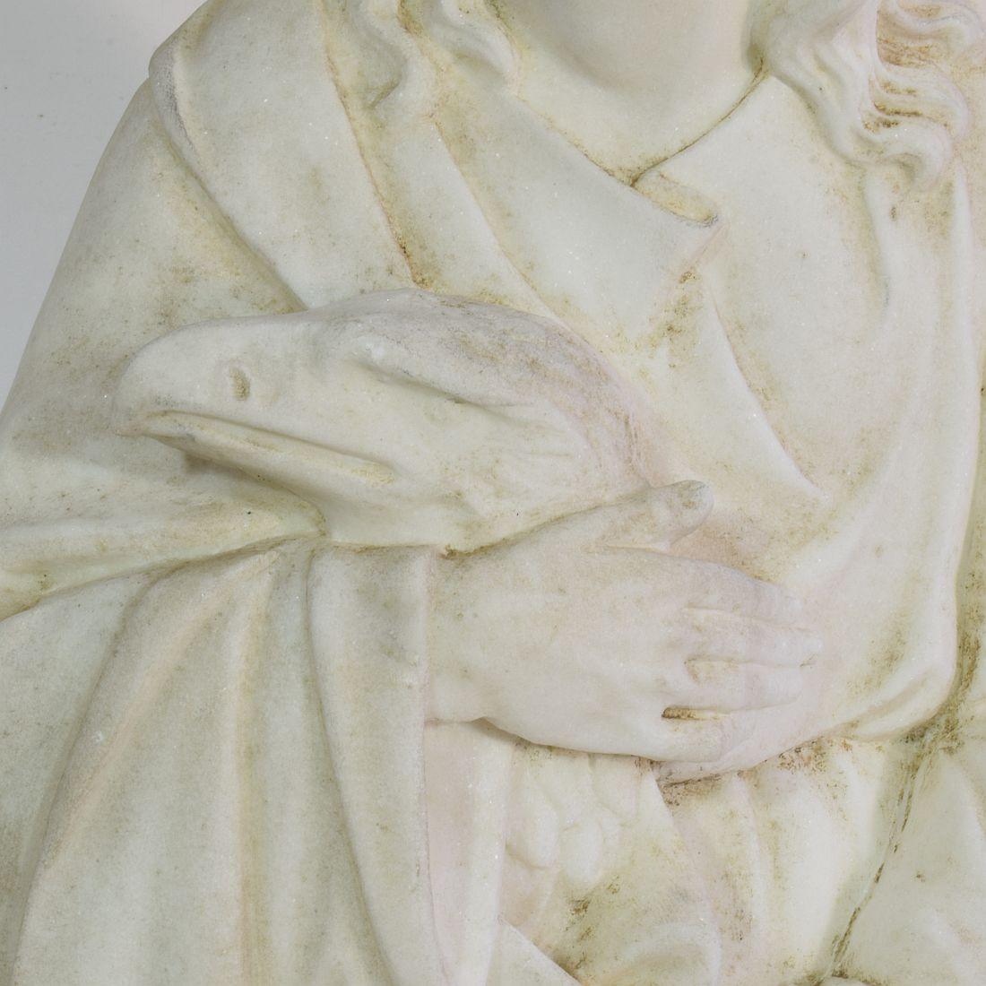 19th Century French White Marble Statue Of Saint John For Sale 11