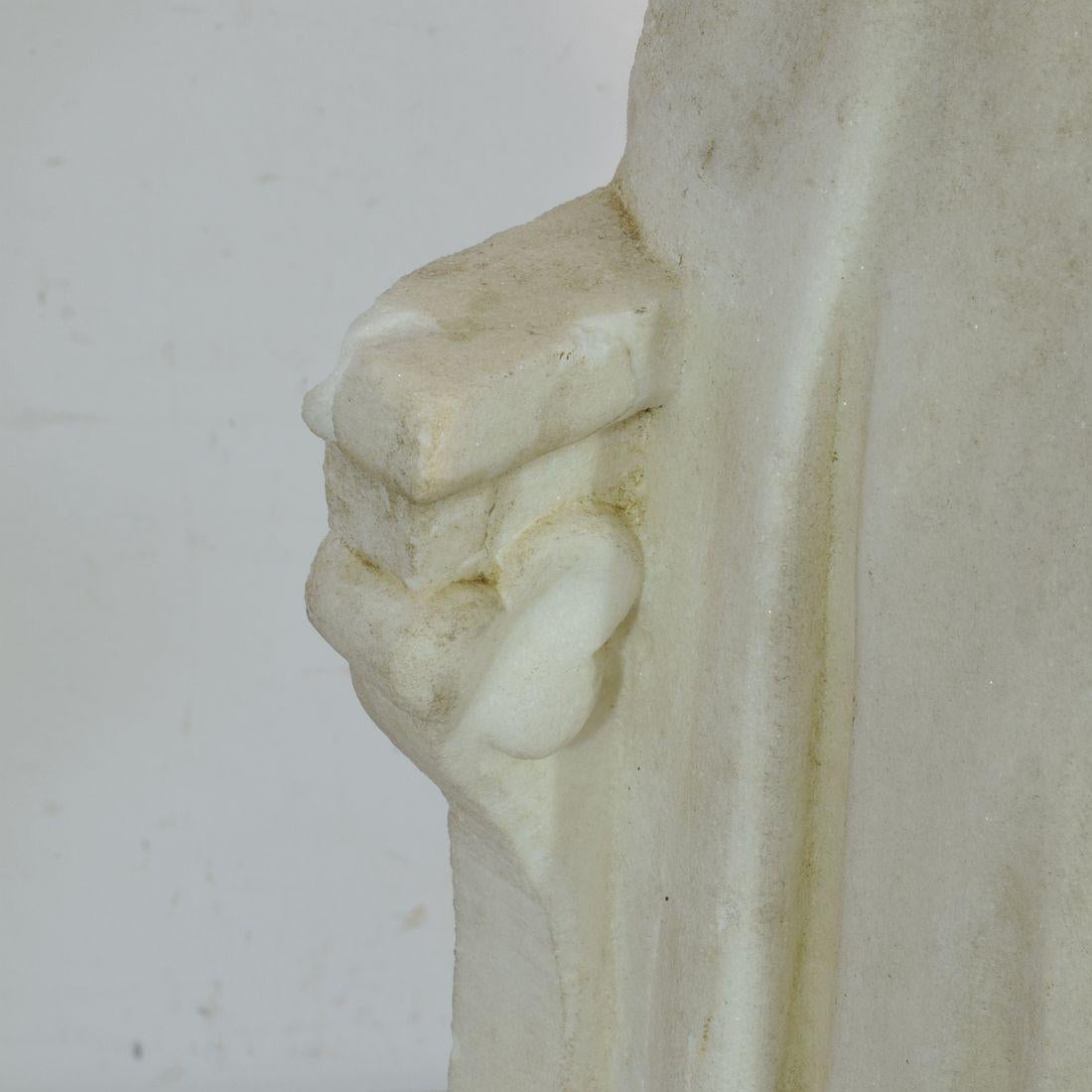Statue de Saint Jean en marbre blanc du 19ème siècle en vente 9