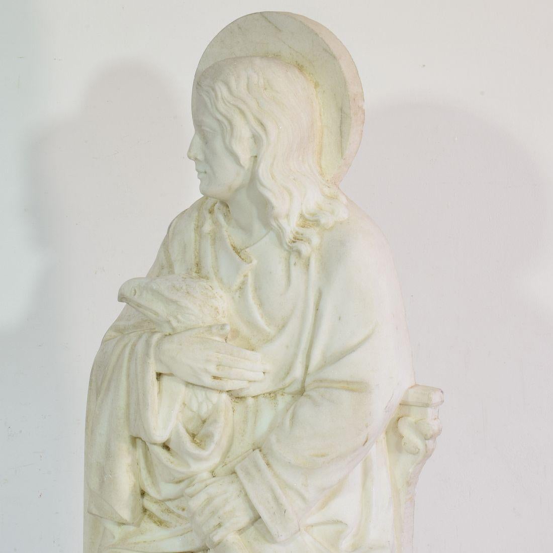 19th Century French White Marble Statue Of Saint John For Sale 2
