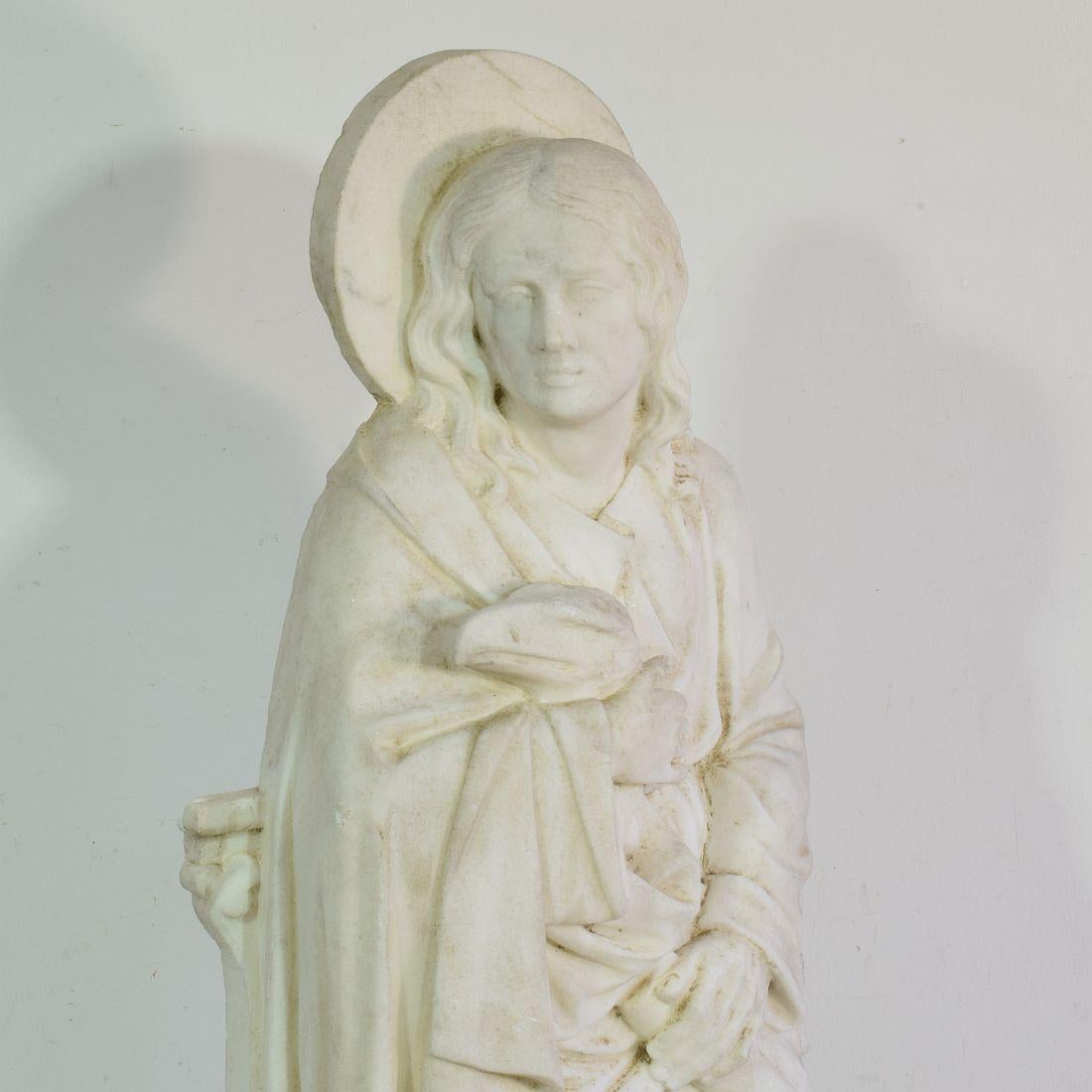 19th Century French White Marble Statue Of Saint John For Sale 4