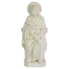 19th Century French White Marble Statue Of Saint John