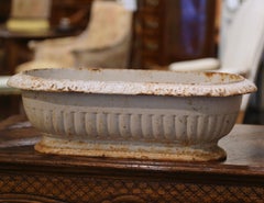 19th Century French White Painted Iron Oval Planter Jardiniere from Normandy