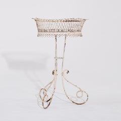 19th Century French White Painted Iron Standing Arras Jardinière - Antique Stand