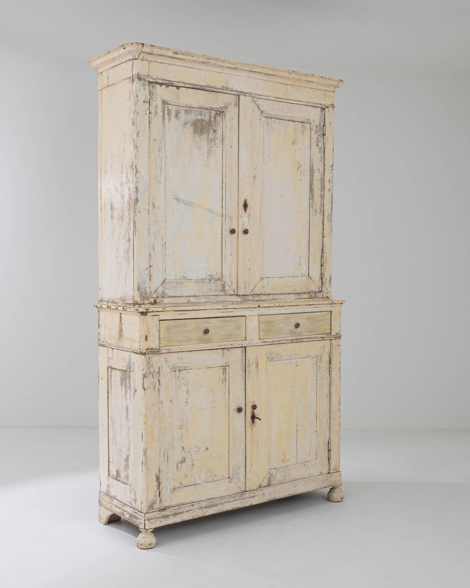 19th Century French White Patinated Cabinet For Sale 1