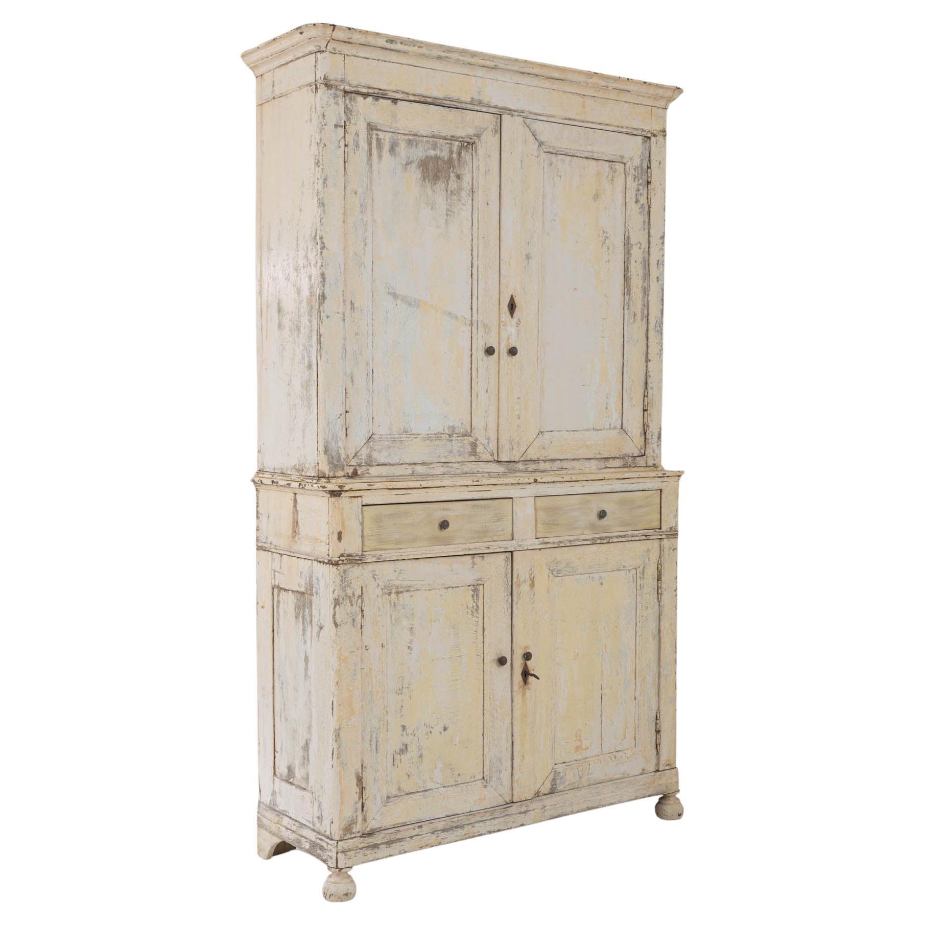 19th Century French White Patinated Cabinet For Sale