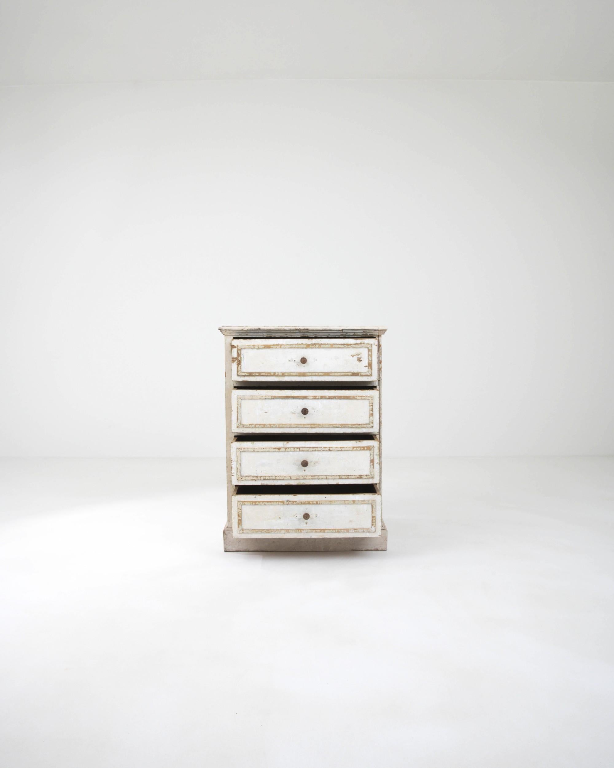 Country 19th Century French White Patinated Chest of Drawers For Sale