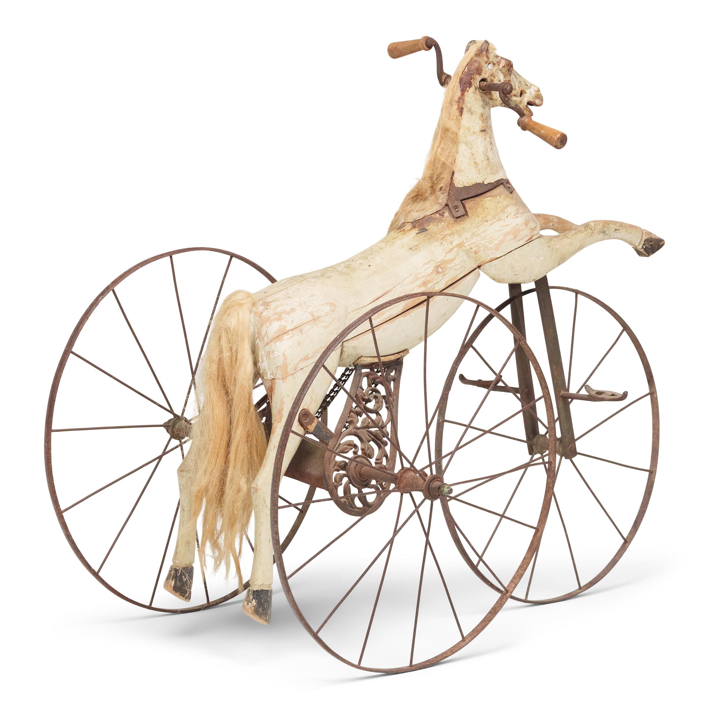 French Provincial 19th Century French White Pony Tricycle For Sale